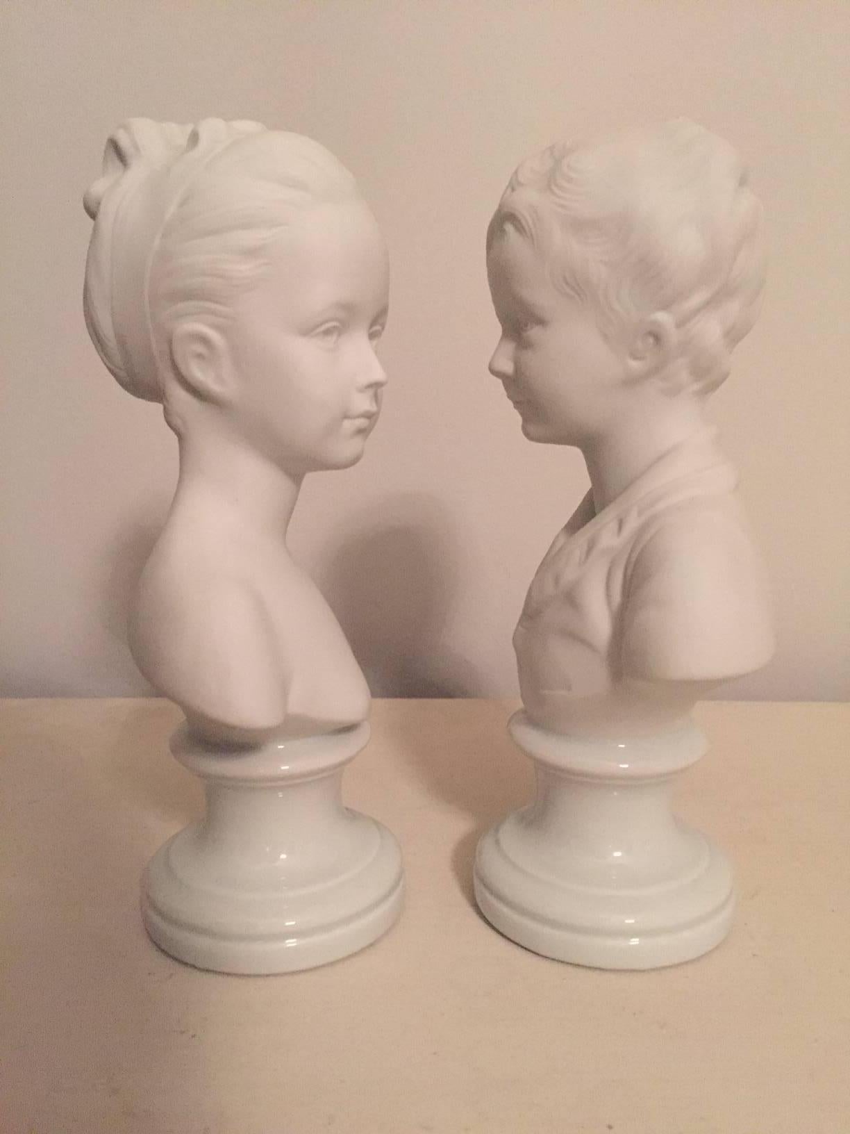 Pair of Limoges Parian Ware Busts For Sale 2