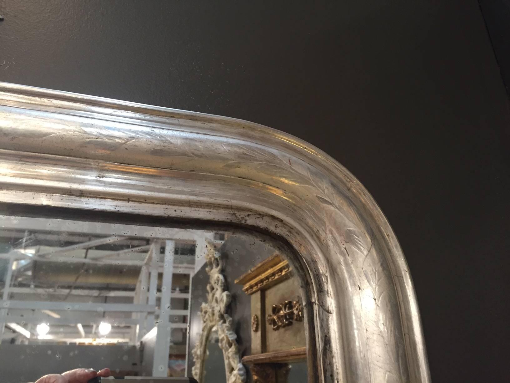 19th Century Silver Leaf Louis Philippe Mirror 2
