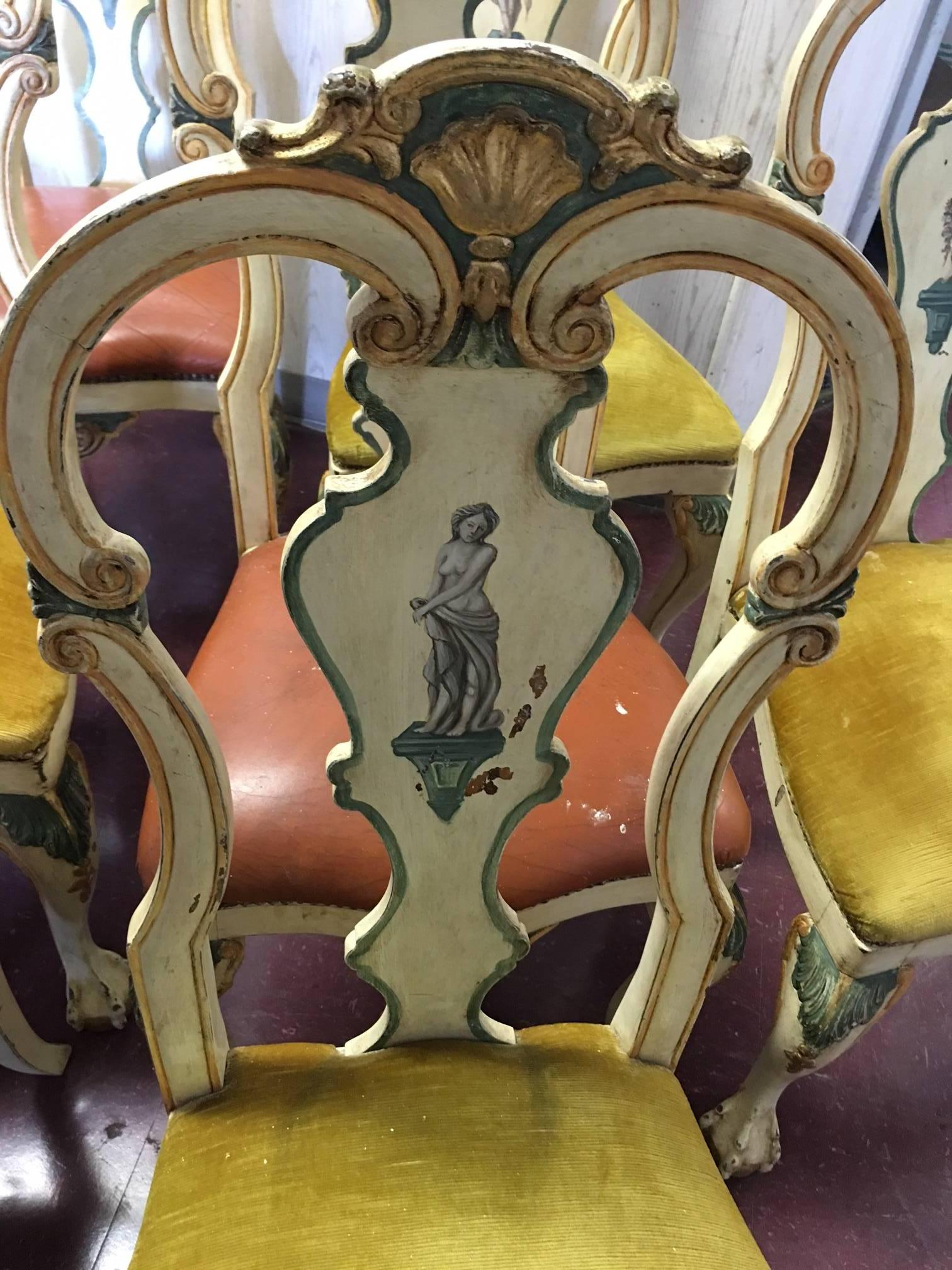 Set of Ten Italian Hand-Painted Chairs In Good Condition For Sale In Nashville, TN