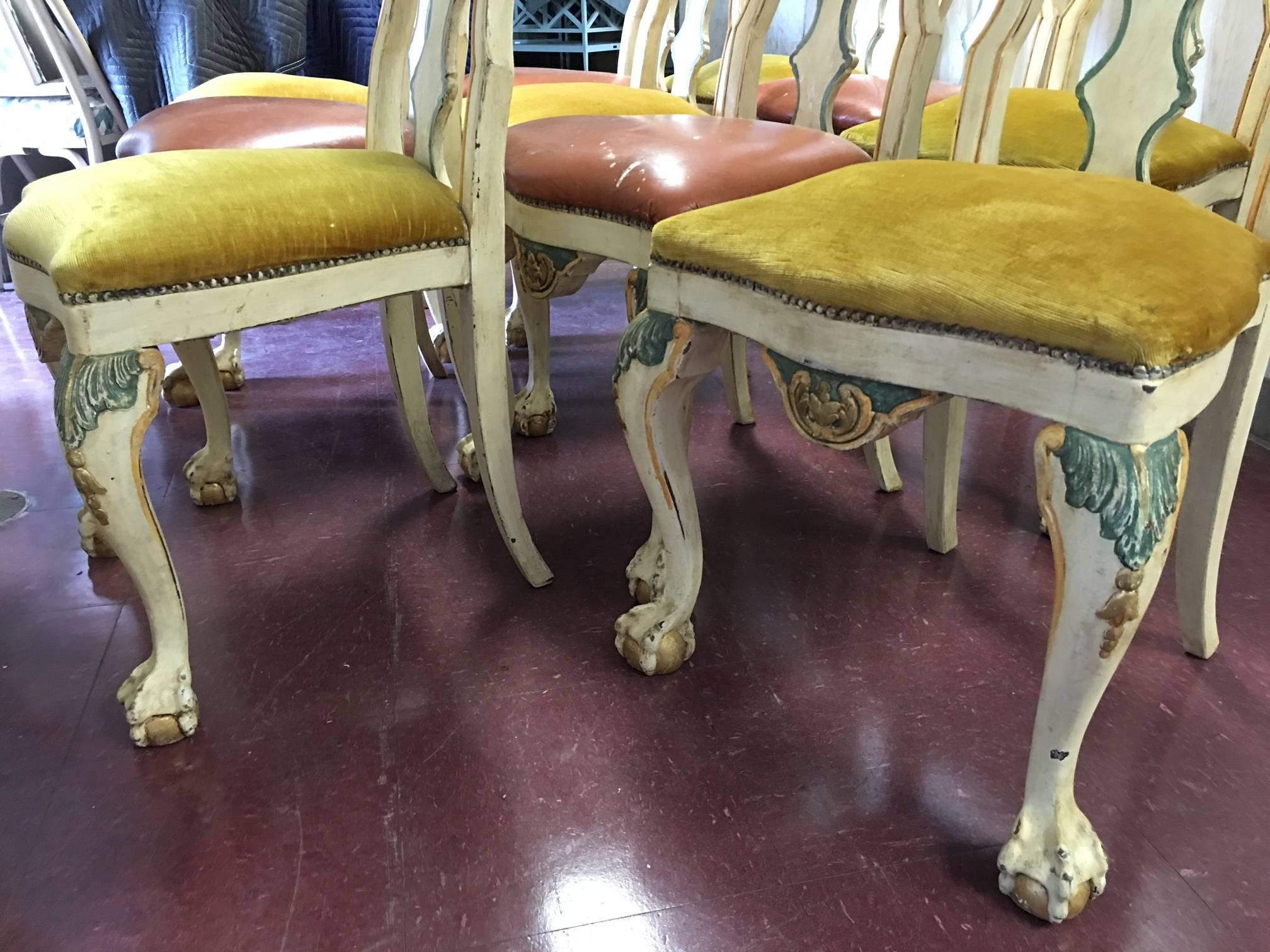 Set of Ten Italian Hand-Painted Chairs For Sale 2