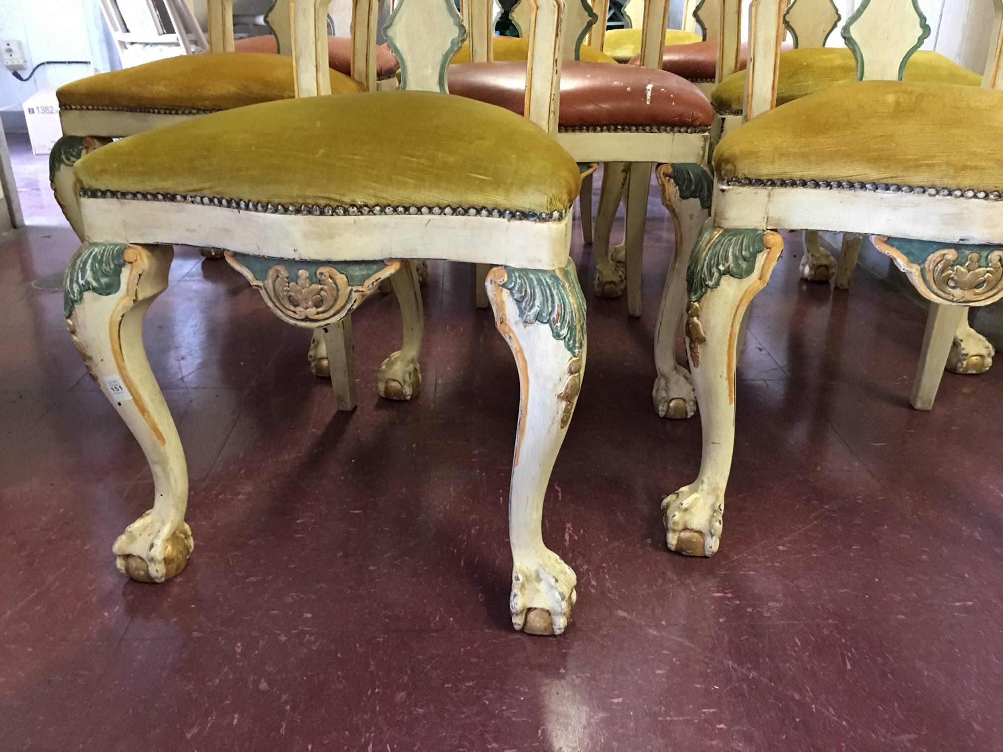 Set of Ten Italian Hand-Painted Chairs For Sale 4