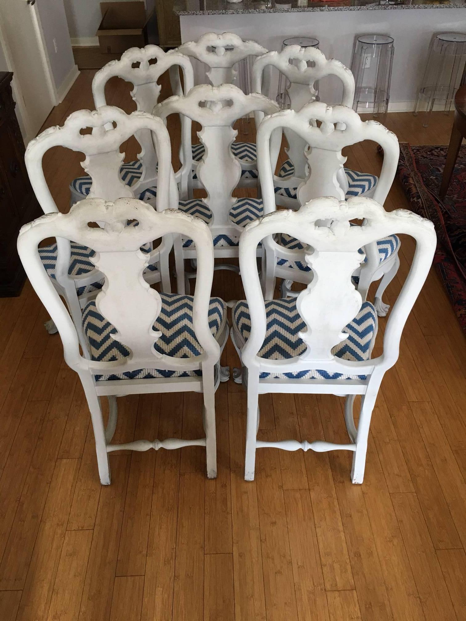 Eight Portuguese Baroque Style Carved Chairs For Sale 1