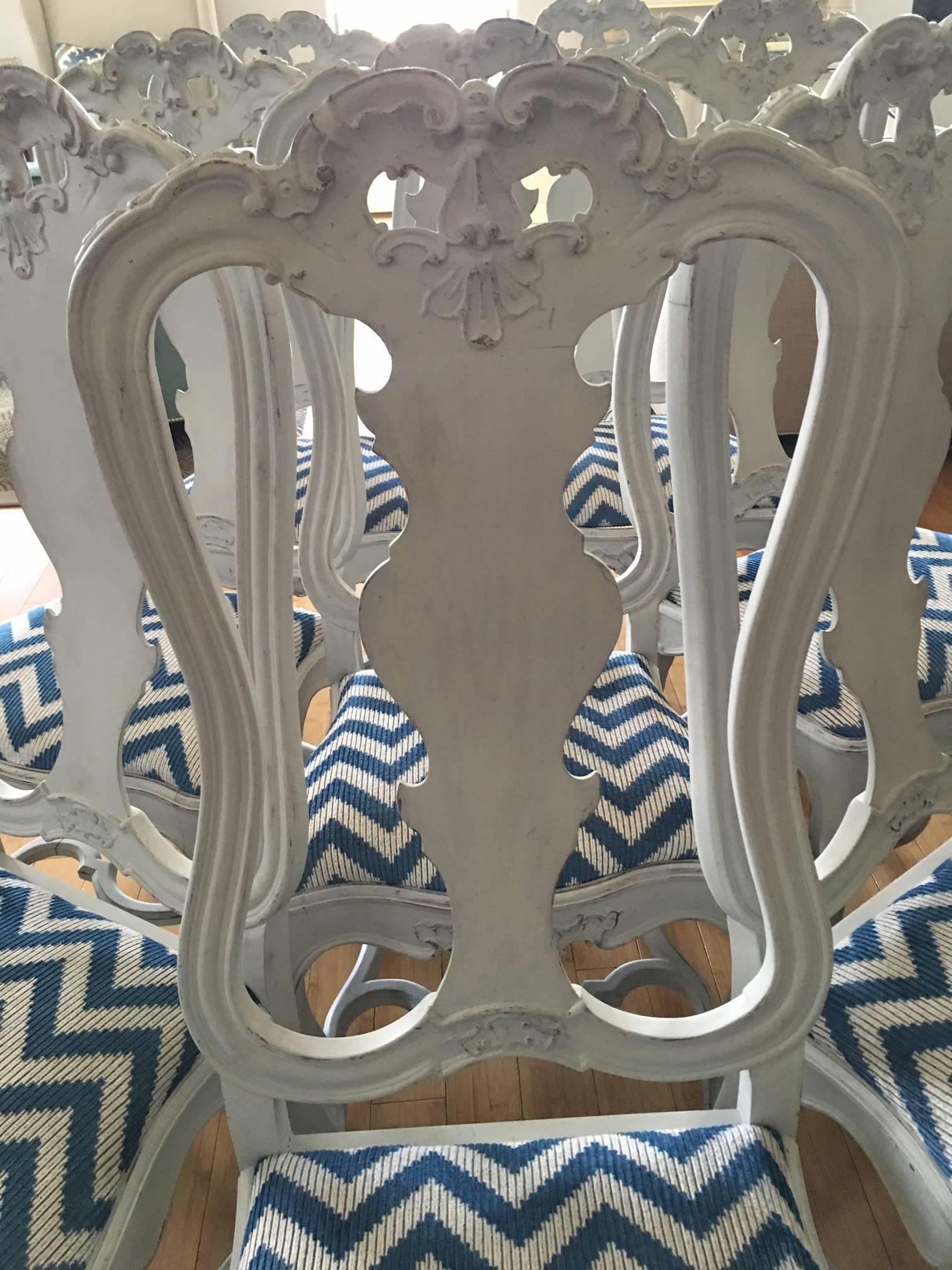 Eight Portuguese Baroque Style Carved Chairs For Sale 2