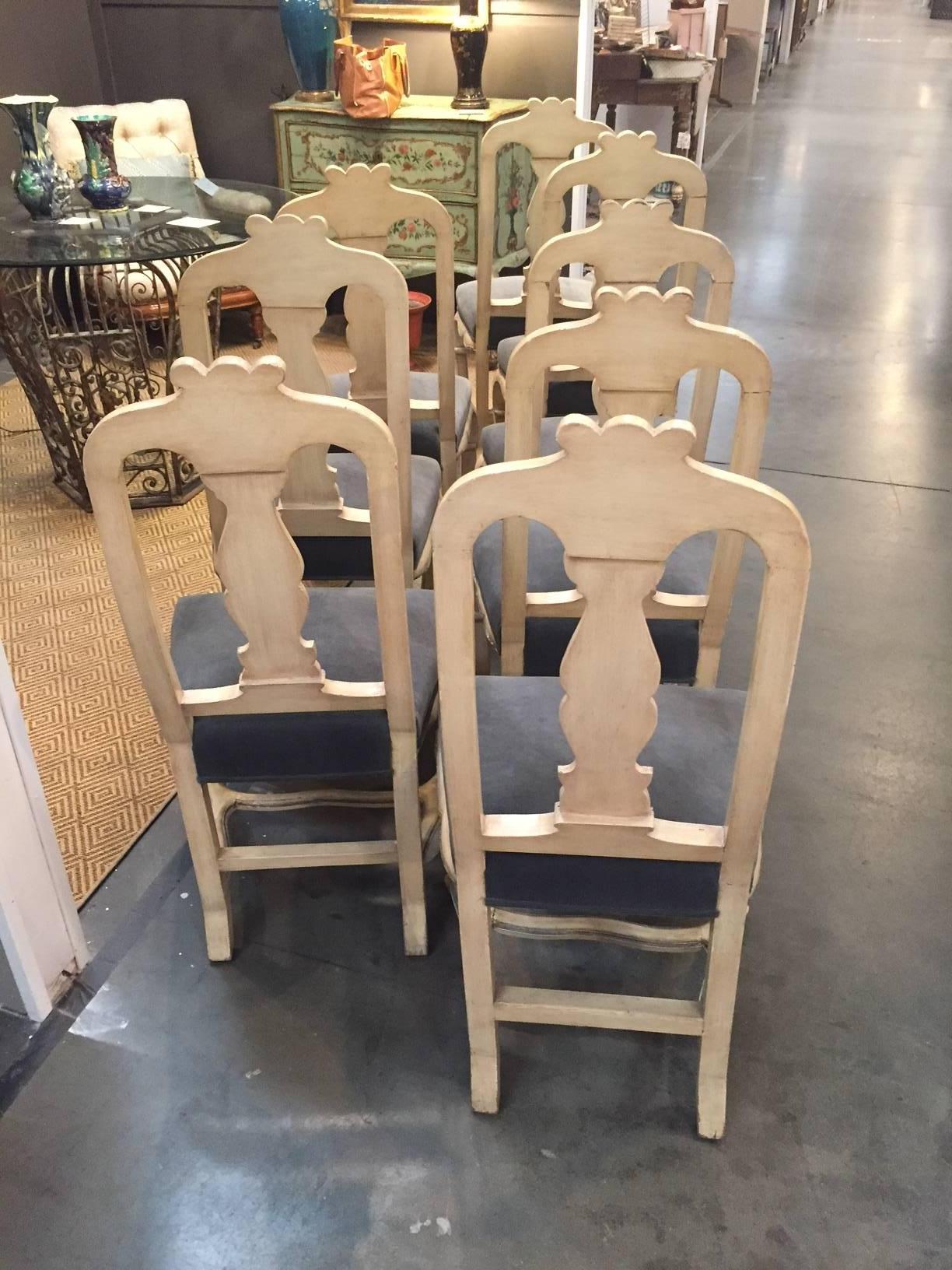 Other Set of Eight French Painted Dining Chairs For Sale
