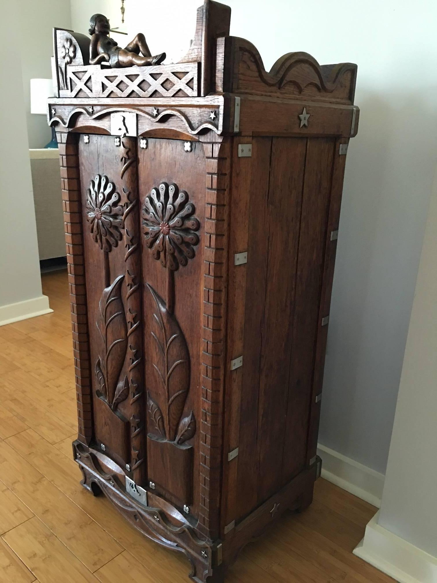 Brazilian Hand-Carved Two-Door Cabinet For Sale 3