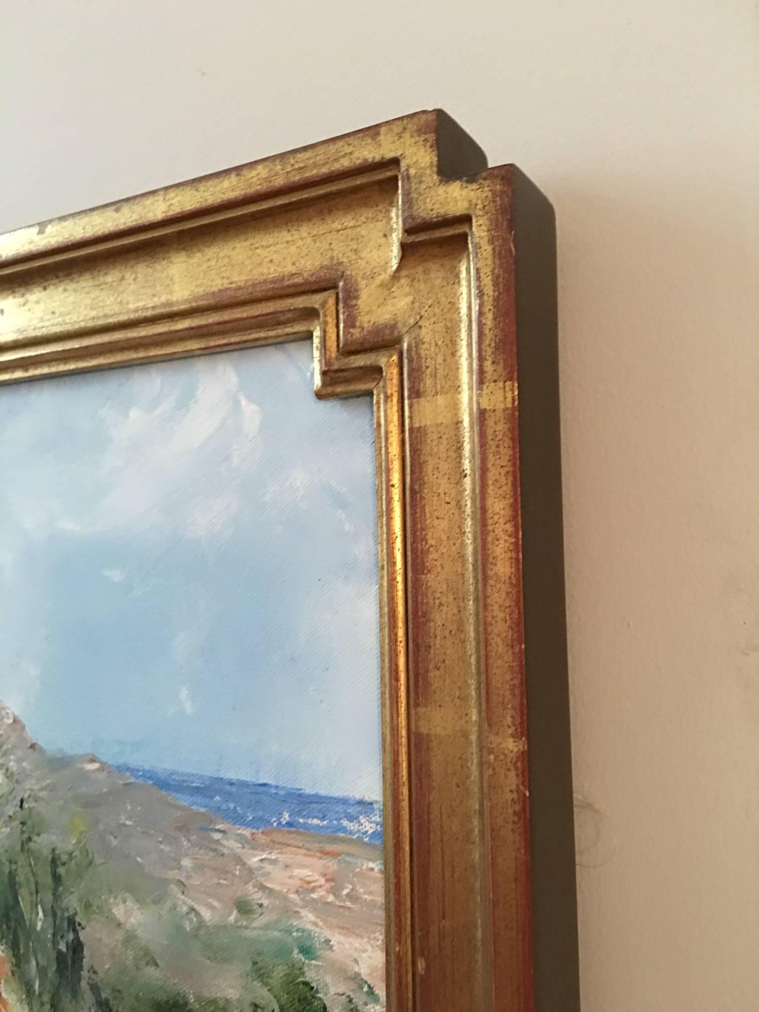 Sally Meade Oil on Canvas Painting in Gilded Frame In Excellent Condition For Sale In Nashville, TN