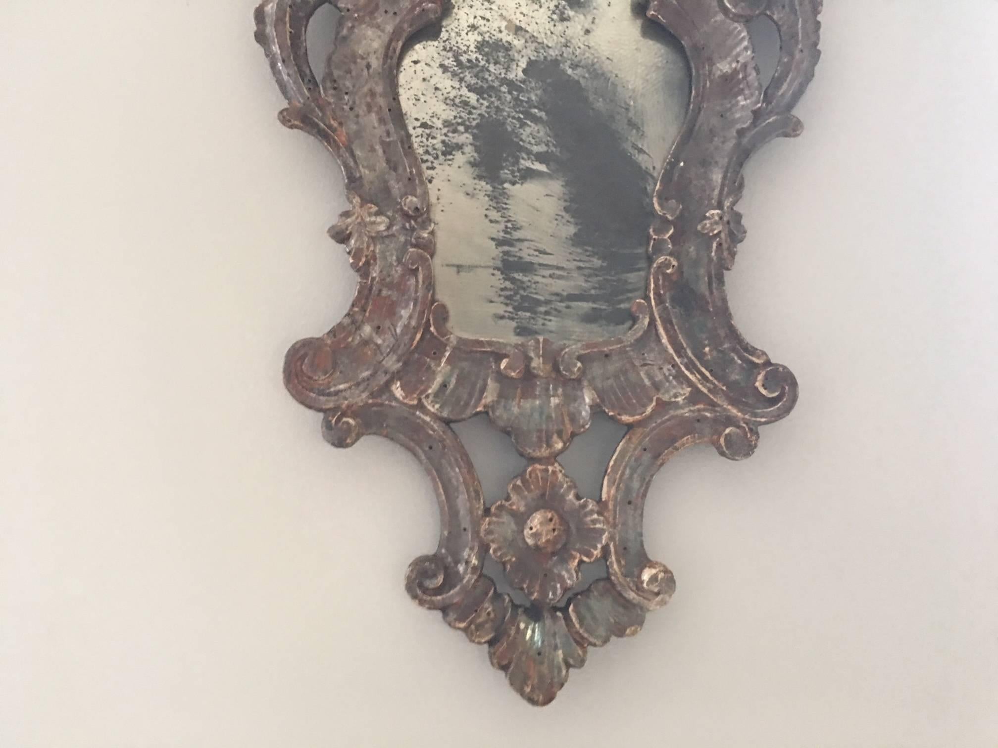 Pair of 19th Century Italian Silver Leaf Mirrors For Sale 1