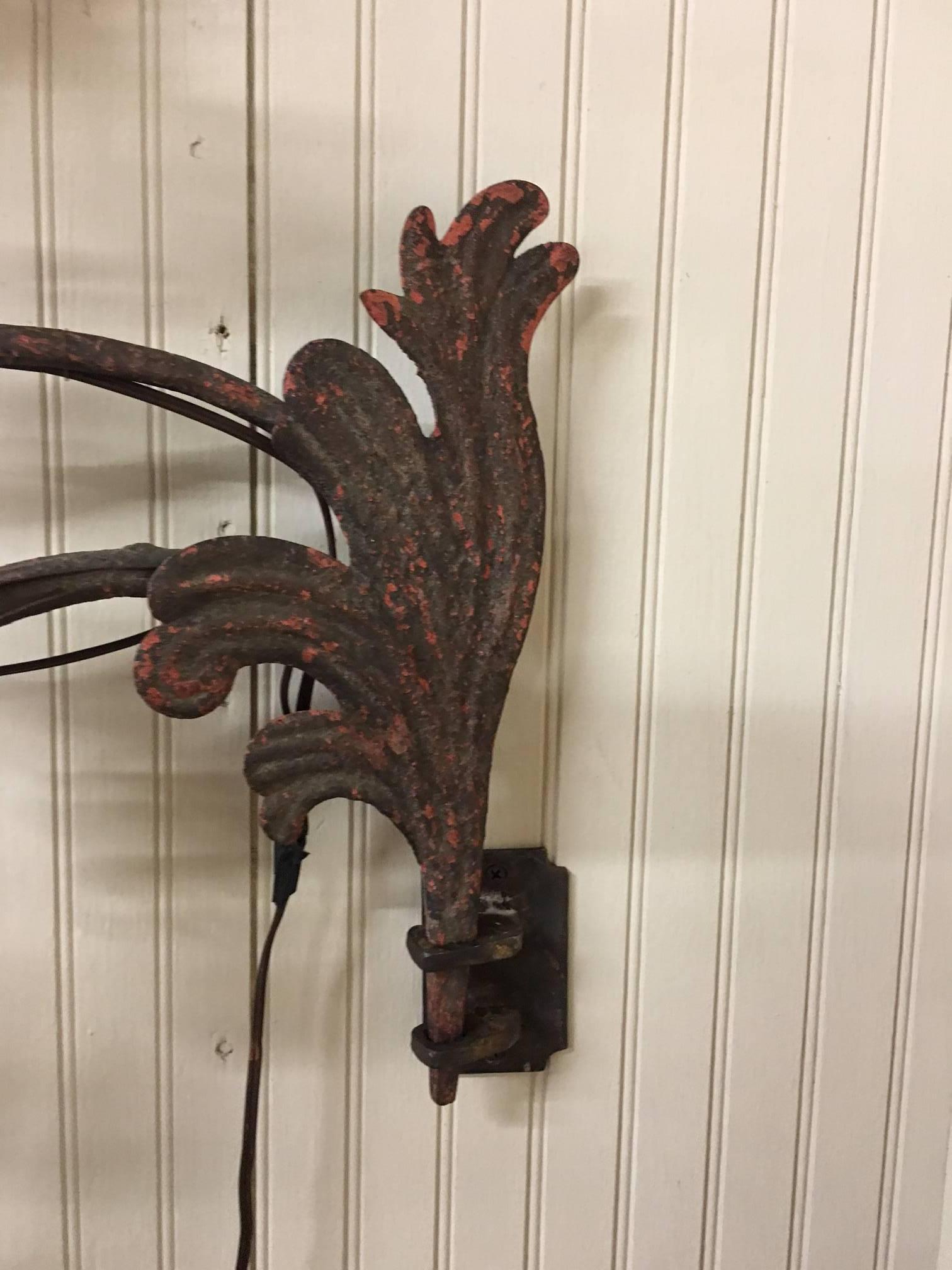 Pair of 19th Century Italian Painted Iron Electrified Sconces 3