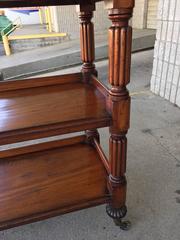 English Etagere, What Not with Fluted Legs on Casters