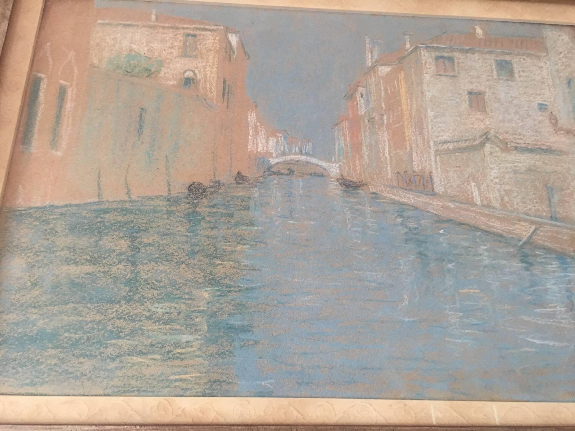 Italian Pastel Painting of Venice For Sale