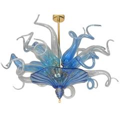 Blue Murano Glass Octopus Chandelier