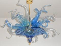 Blue Murano Glass Octopus Chandelier