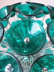 Pair of Murano Emerald Green Trumpets Sputniks by Vistosi