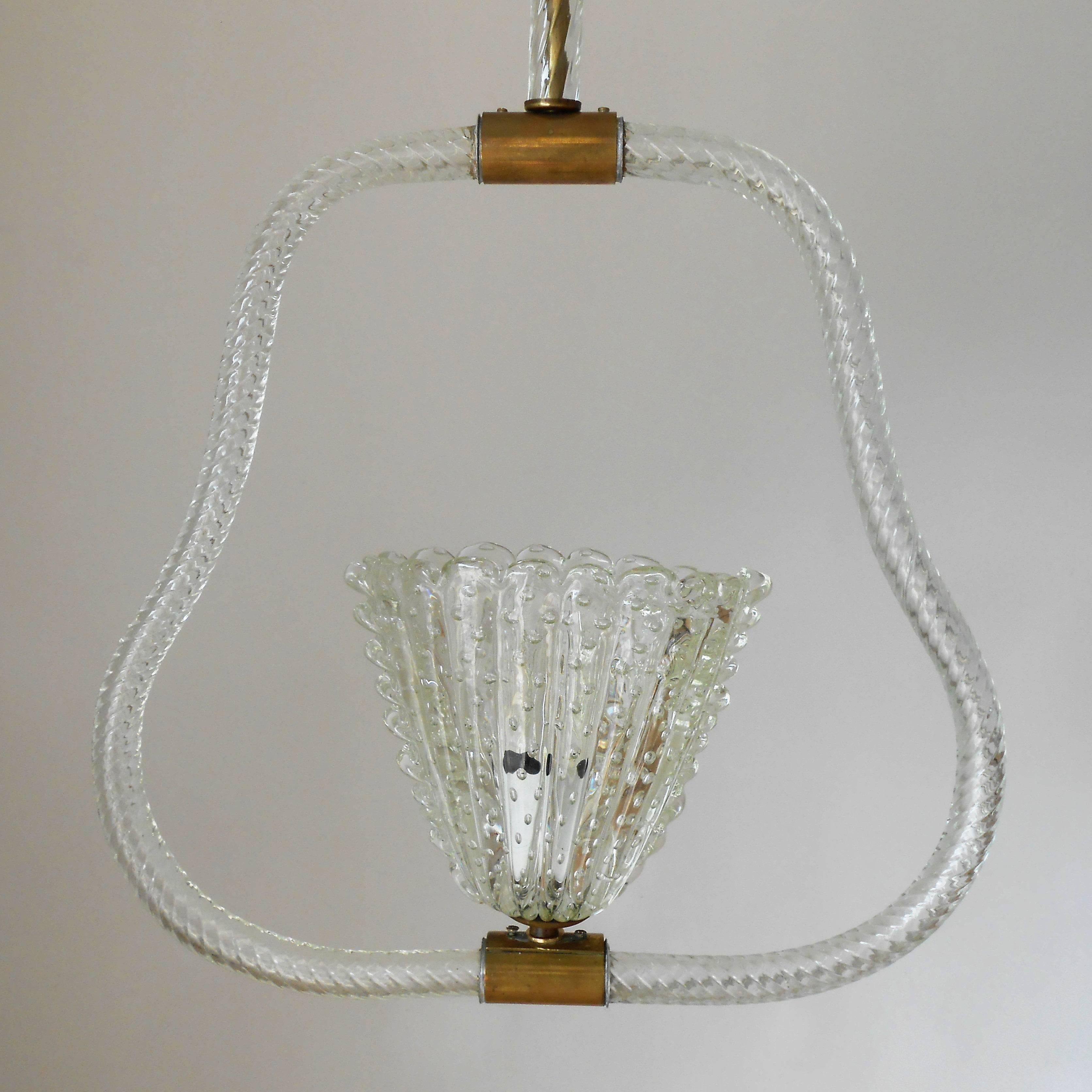 Mid-Century Modern Pulegoso Pendant by Ercole Barovier