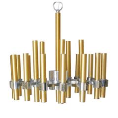 Brass and Chrome Chandelier by Sciolari 11
