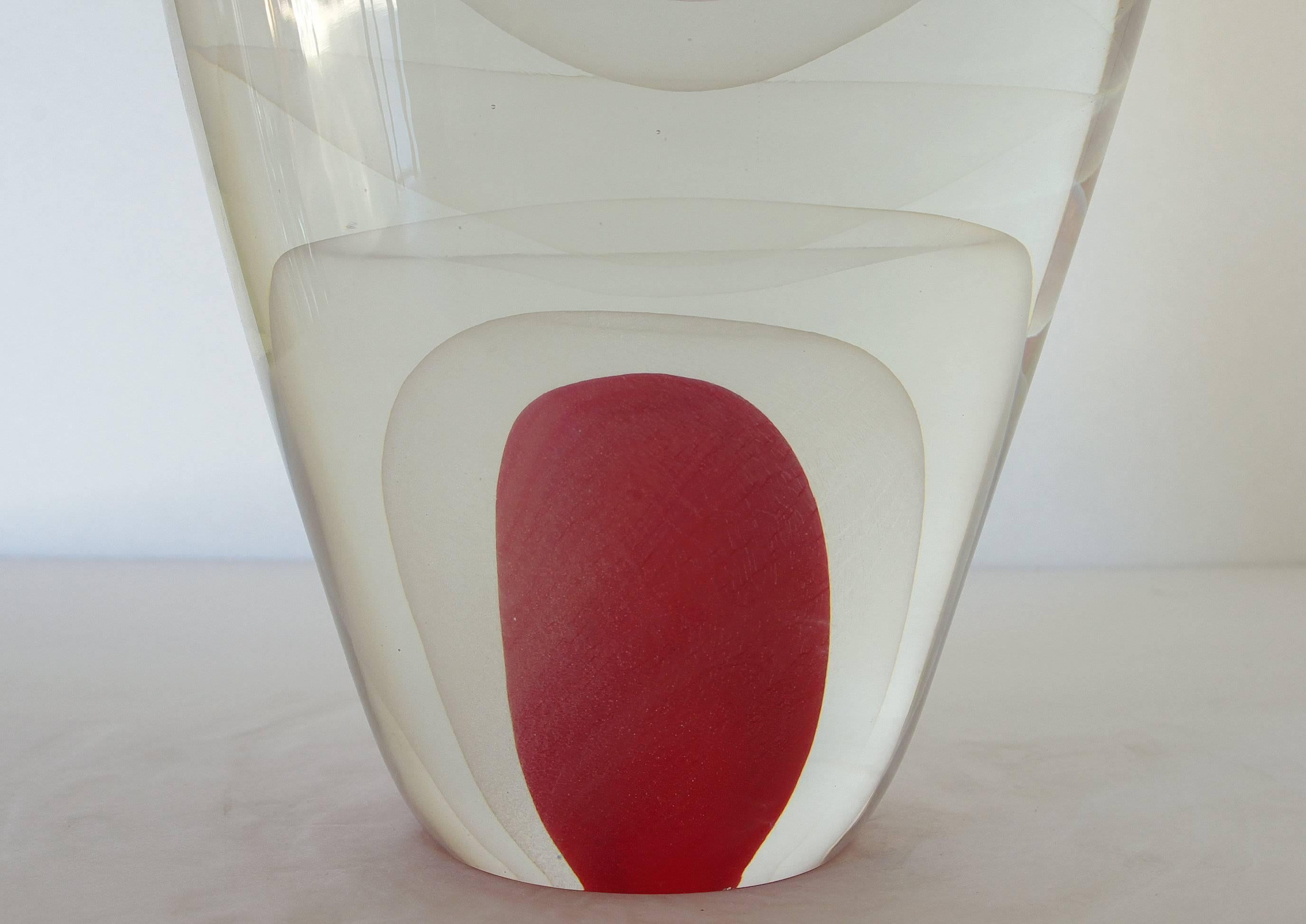 Mid-20th Century Red Sommerso Murano Glass Vase by Romano Dona