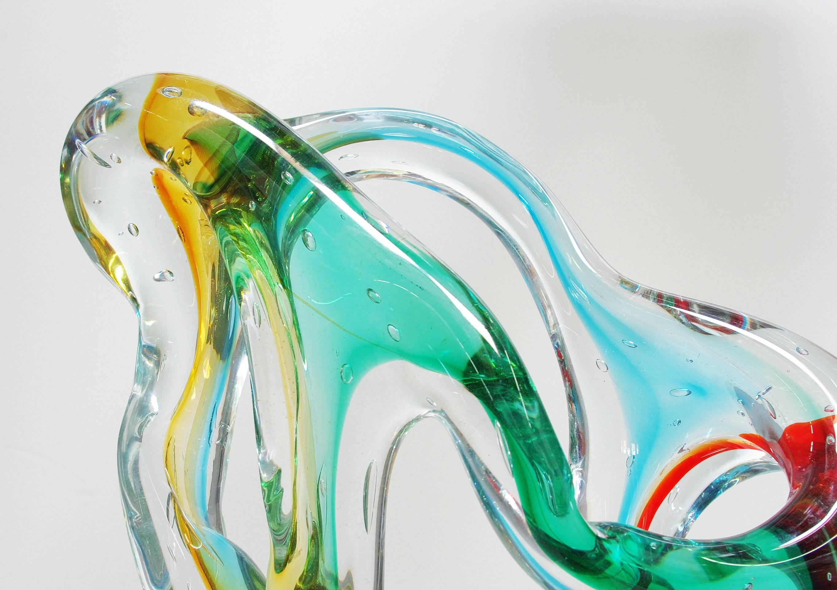 Abstract multi-color Murano glass sculpture by Sergio Constantini
Signed 