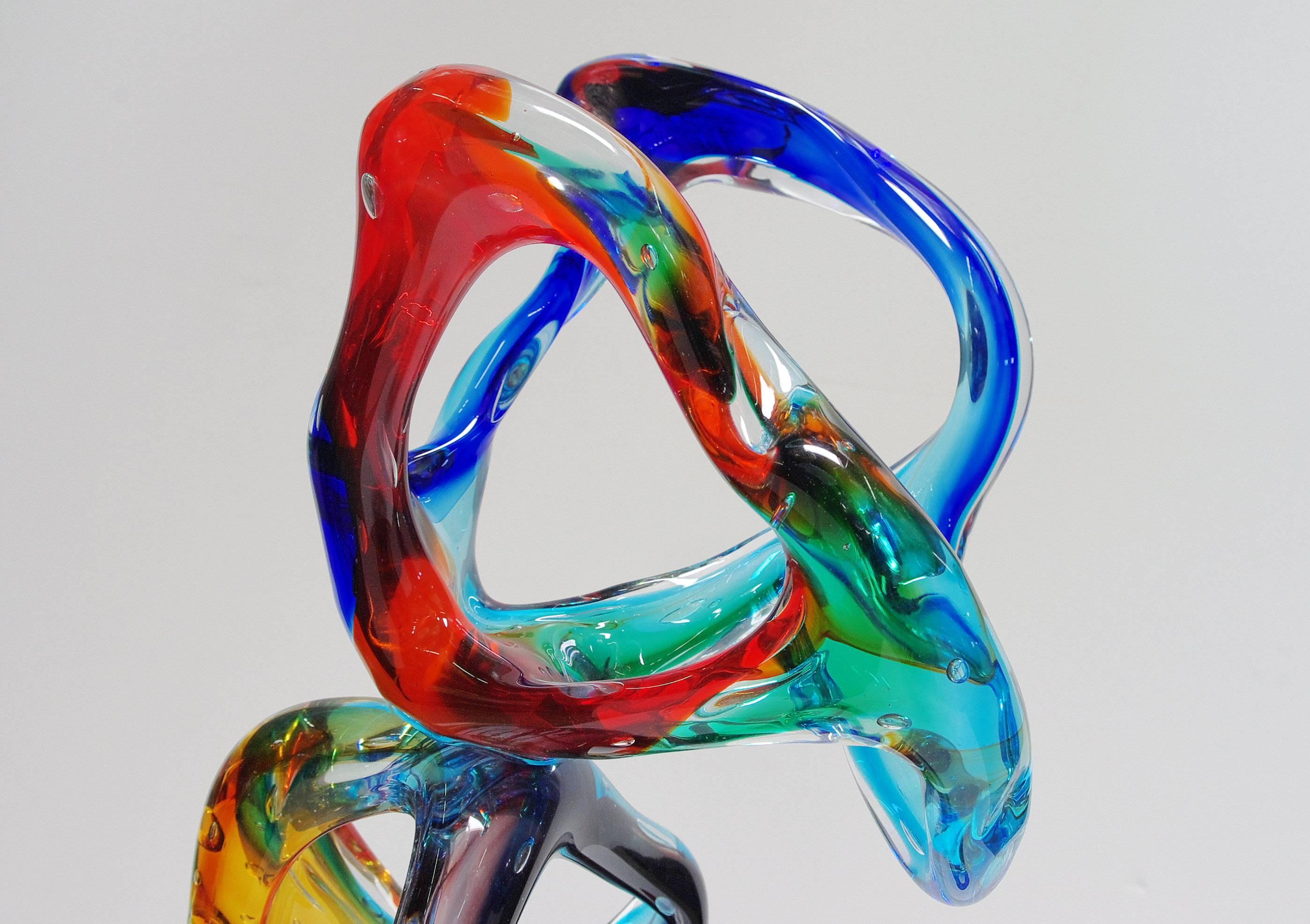 Italian abstract sculpture with hand blown and crafted multi-color Murano glass by Sergio Constantini, signed “Constantini S.” on the base / Made in Italy in the 1980’s
Diameter: 8 inches / Height: 29.5 inches
1 in stock in Palm Springs currently ON