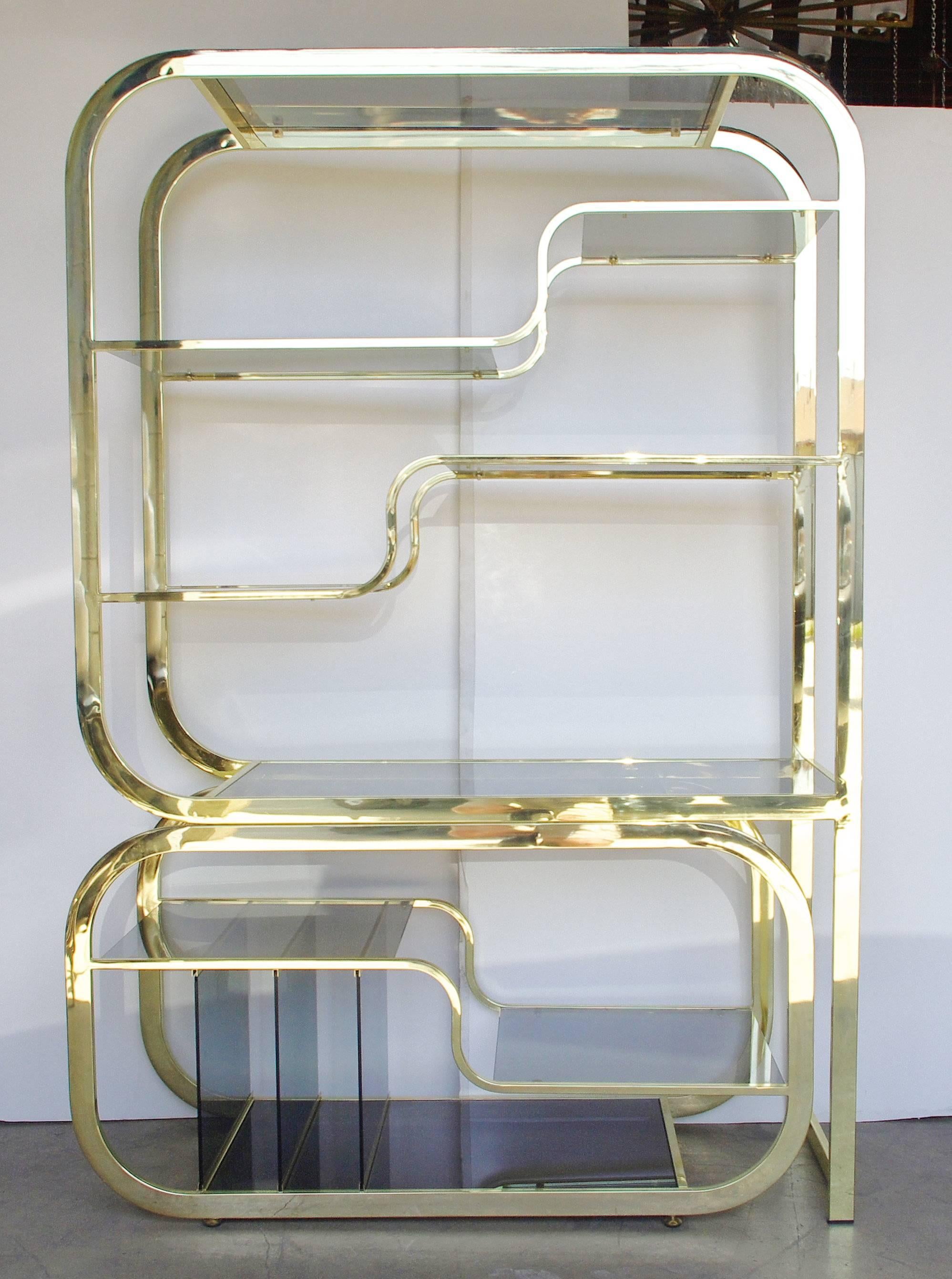 American Brass Milo Baughman Expandable Etagere for Design Institute of America