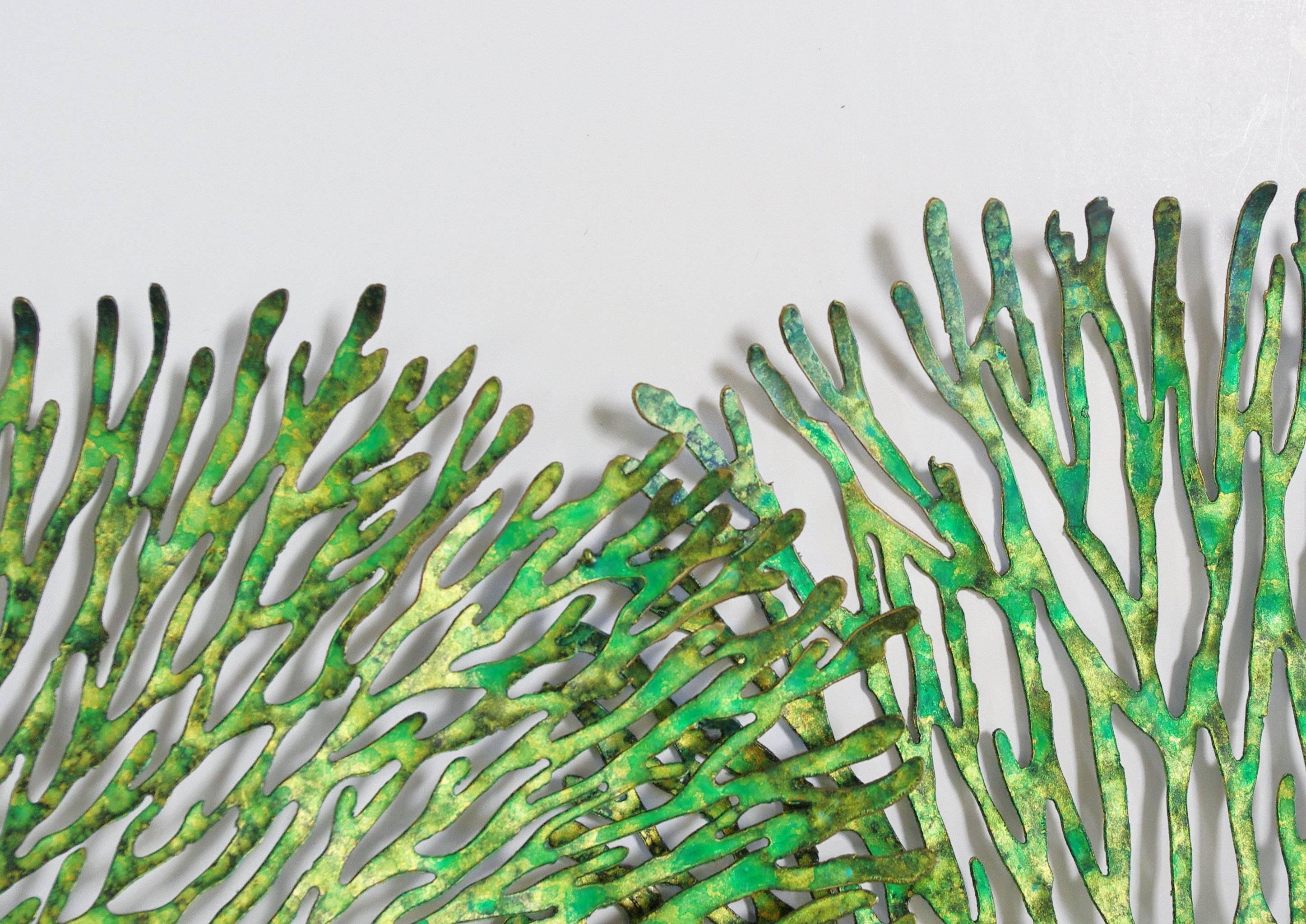 Painted Green and Gold Iron Coral Wall Sculpture by Fabio Ltd