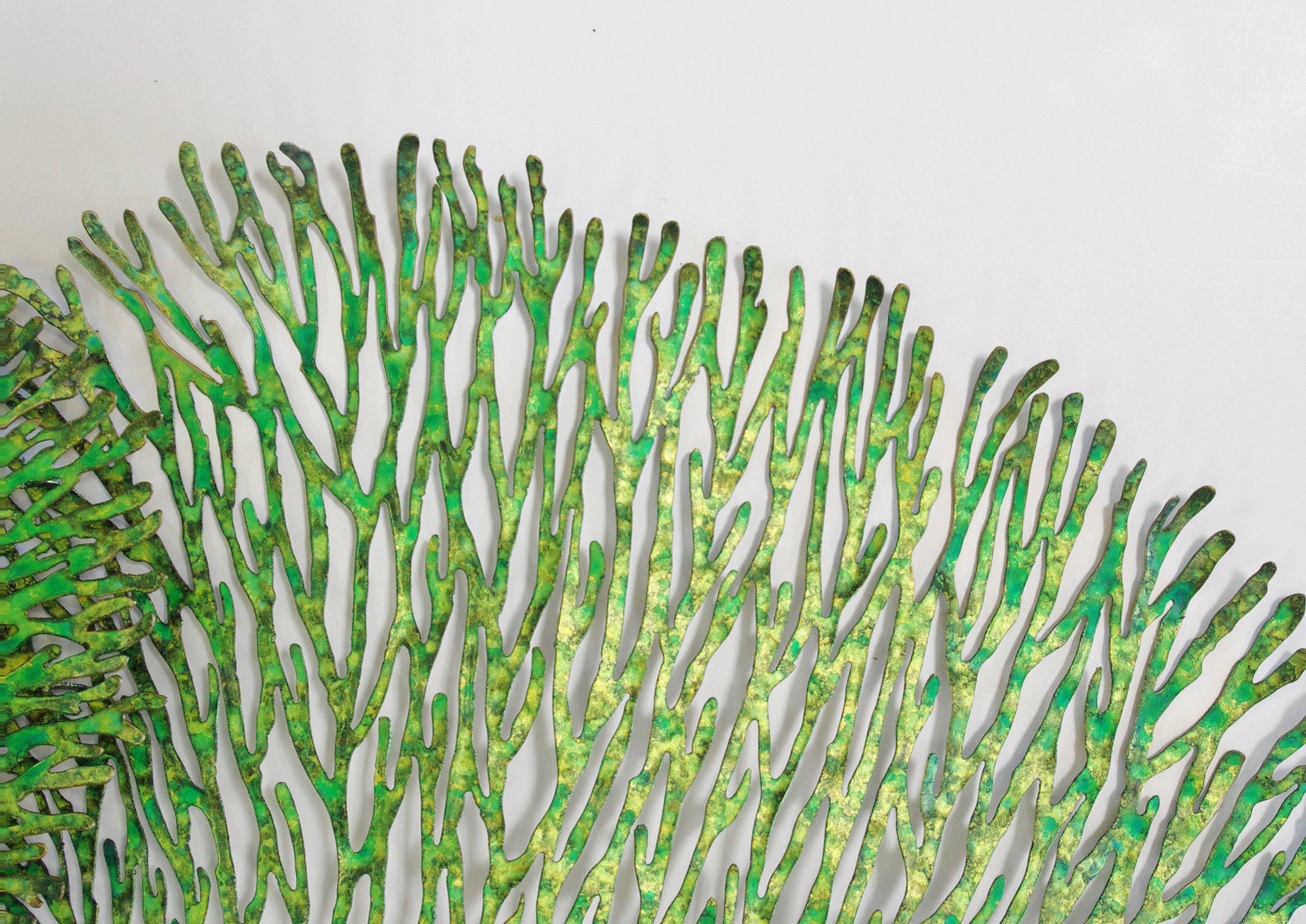 Thai Green and Gold Iron Coral Wall Sculpture by Fabio Ltd