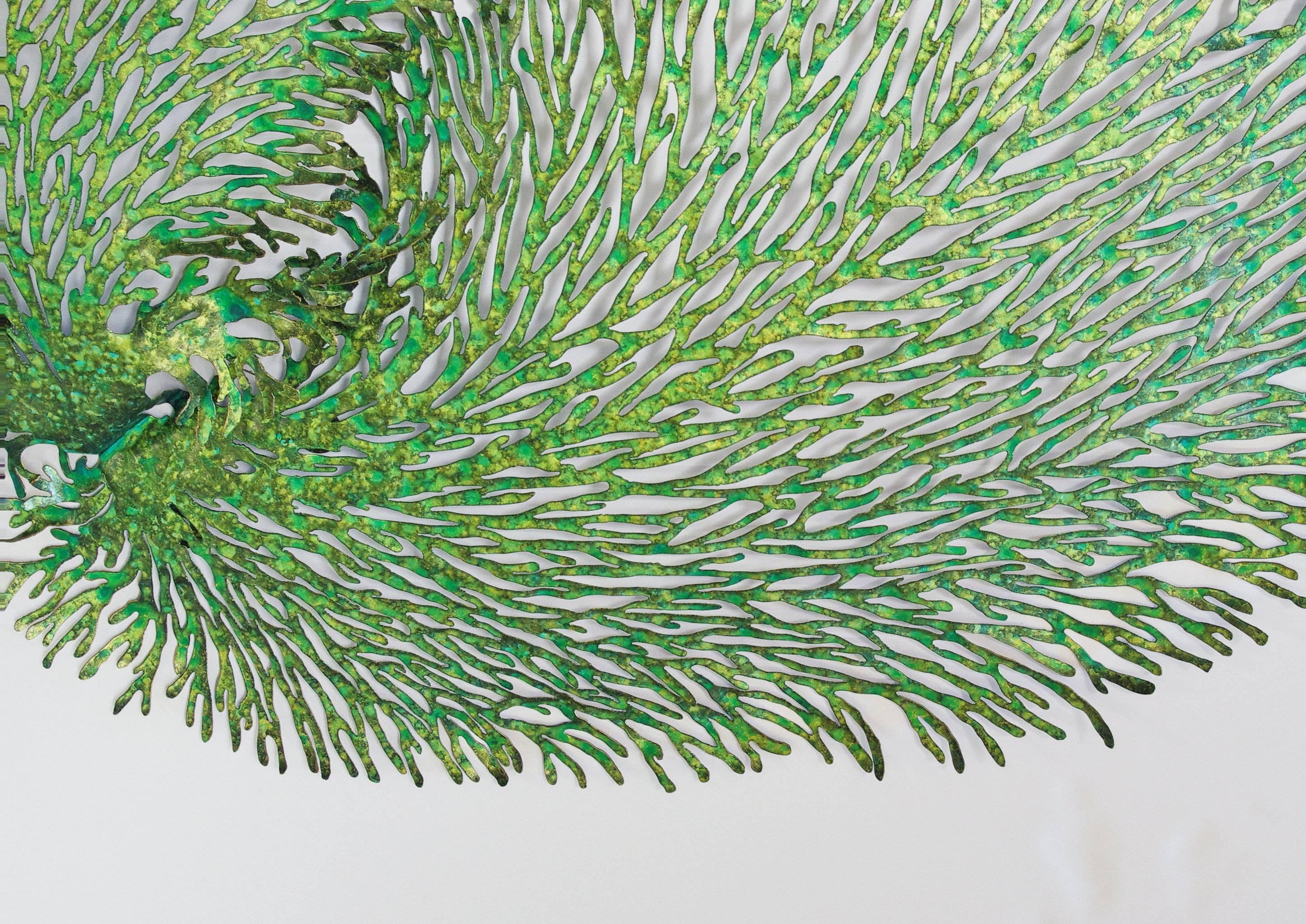Organic Modern Green and Gold Iron Coral Wall Sculpture by Fabio Ltd