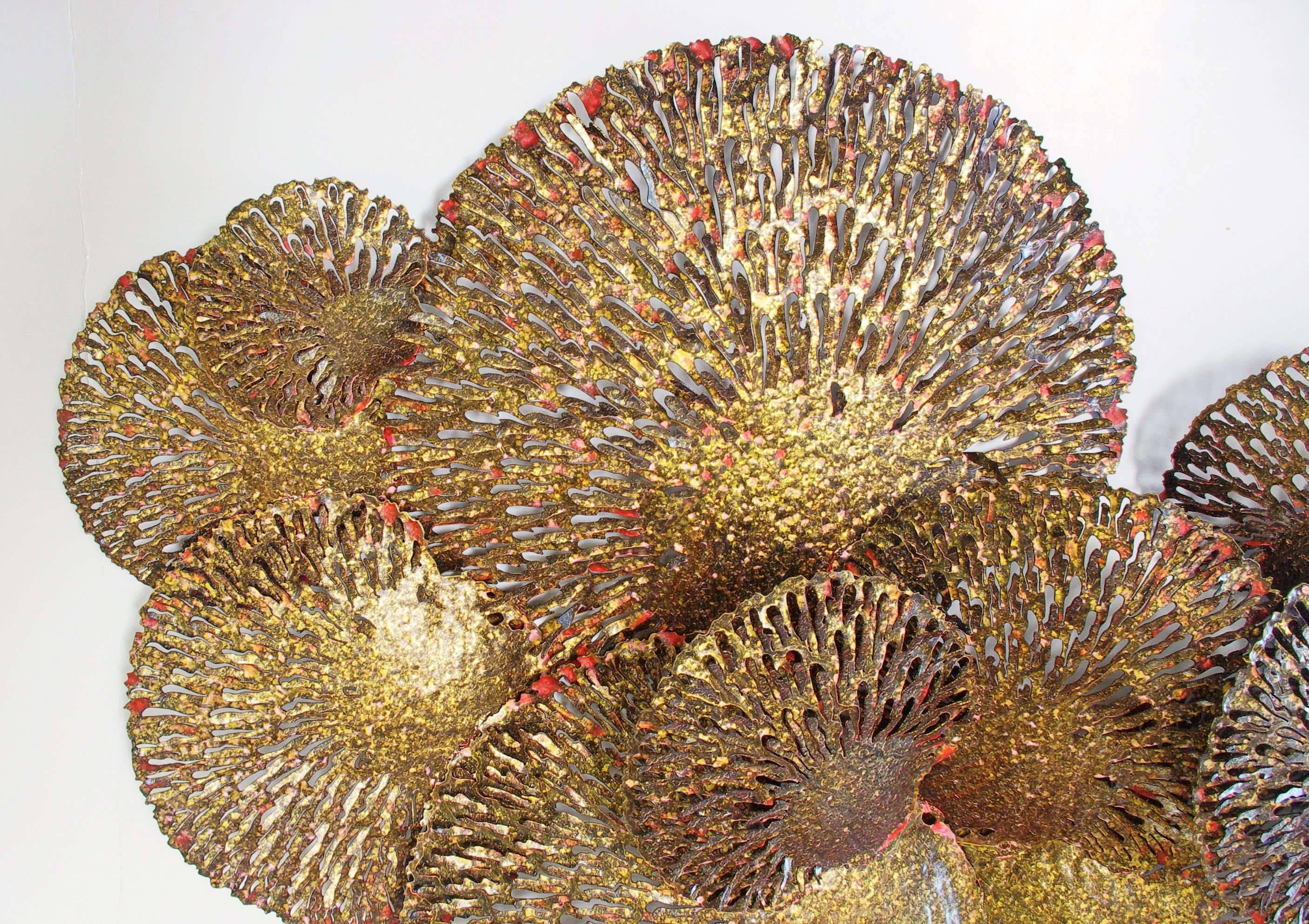 Thai Gold and Red Iron Coral Wall Sculpture