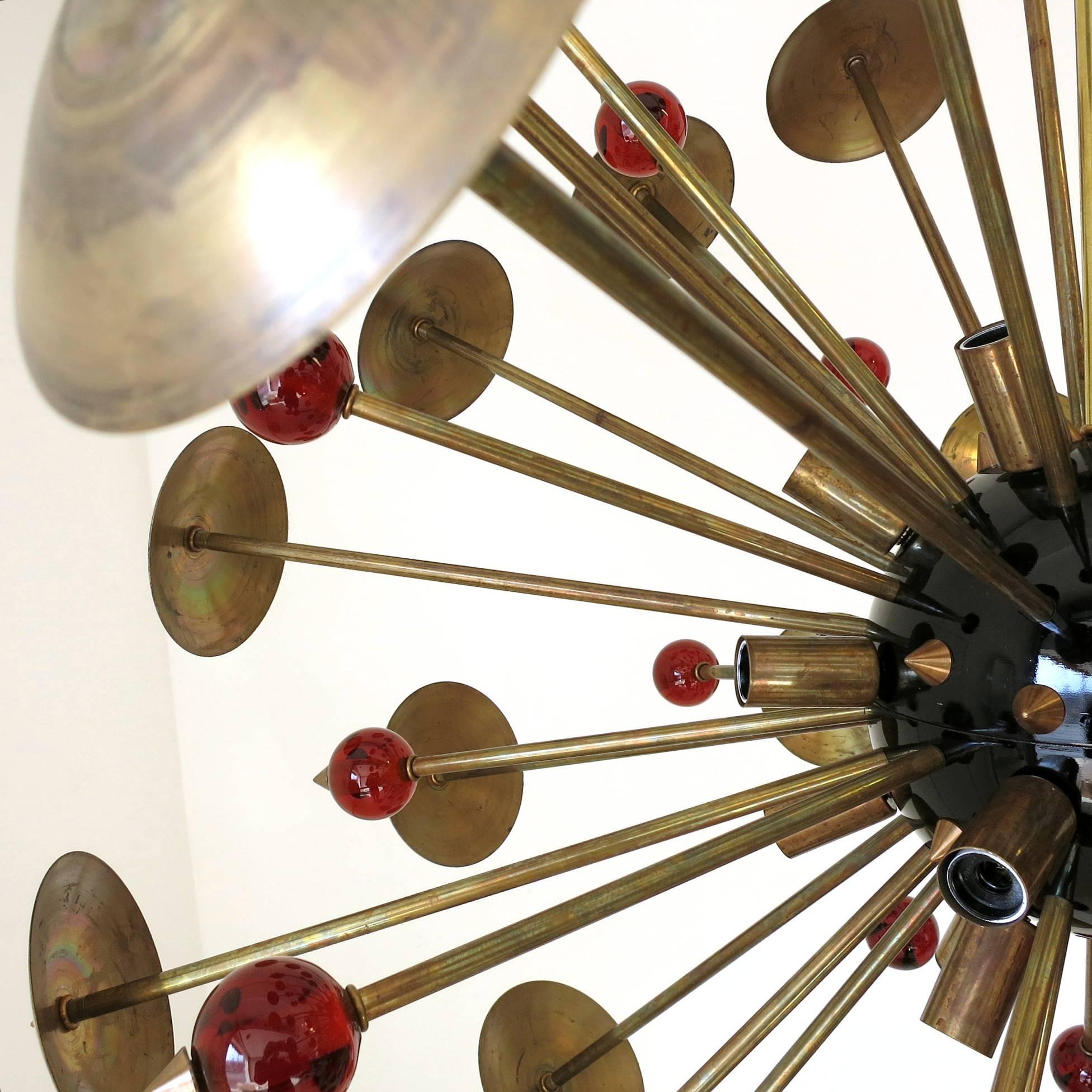 Italian Antique Brass and Amber Murano Glass Sputnik 1