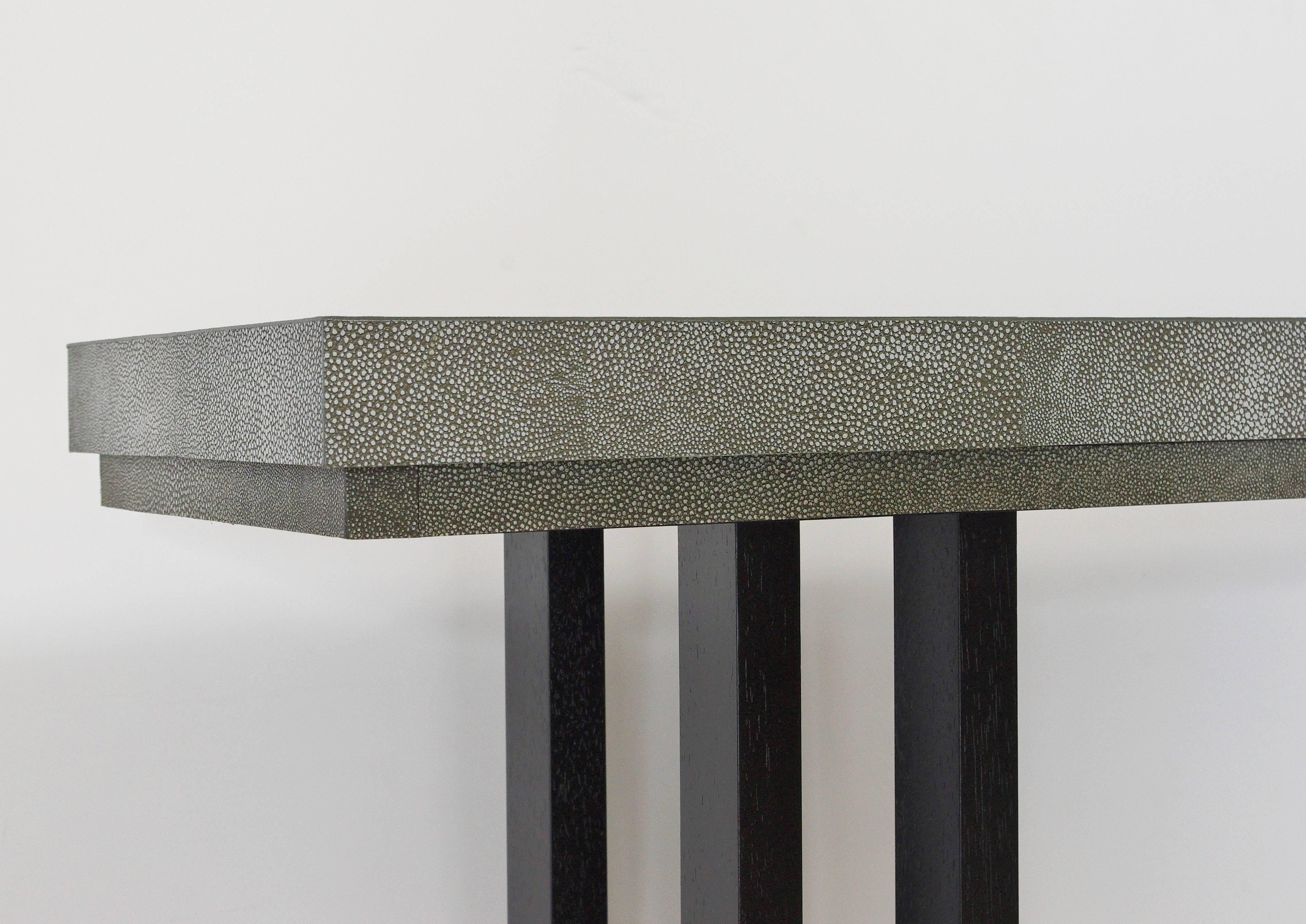 Pressed Faux Shagreen Leather Console Table by Fabio Bergomi