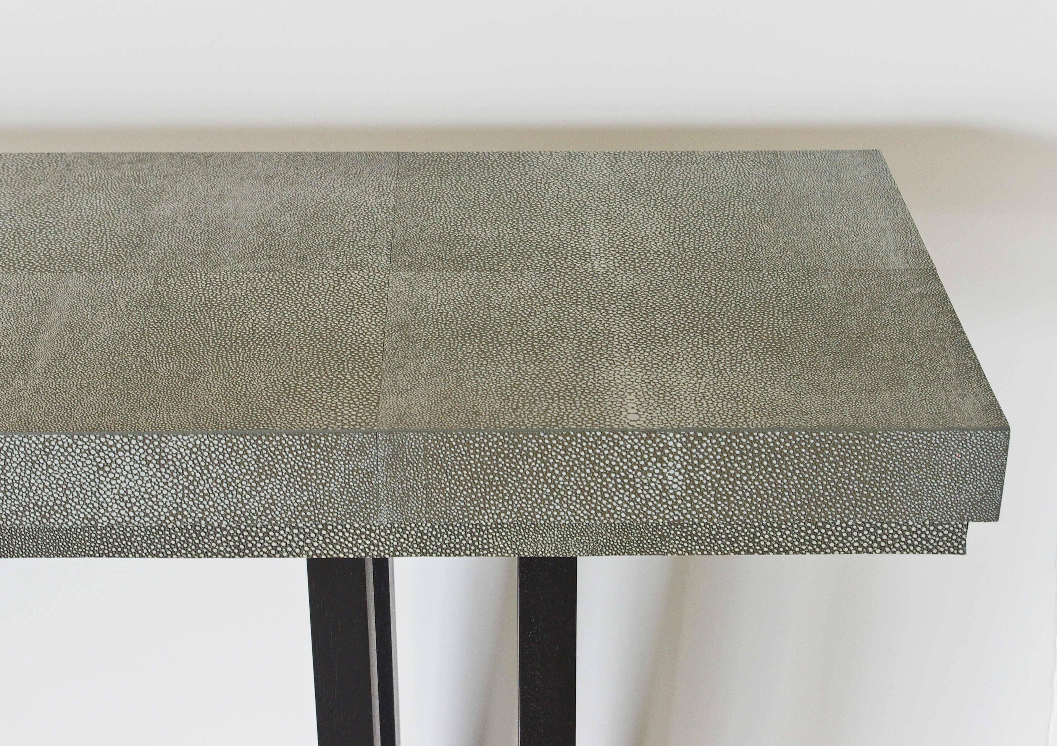 Faux Shagreen Leather Console Table by Fabio Bergomi In Excellent Condition In Los Angeles, CA
