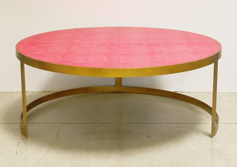 Red Leather and Metal Coffee Table by Fabio Bergomi For Sale at 1stdibs