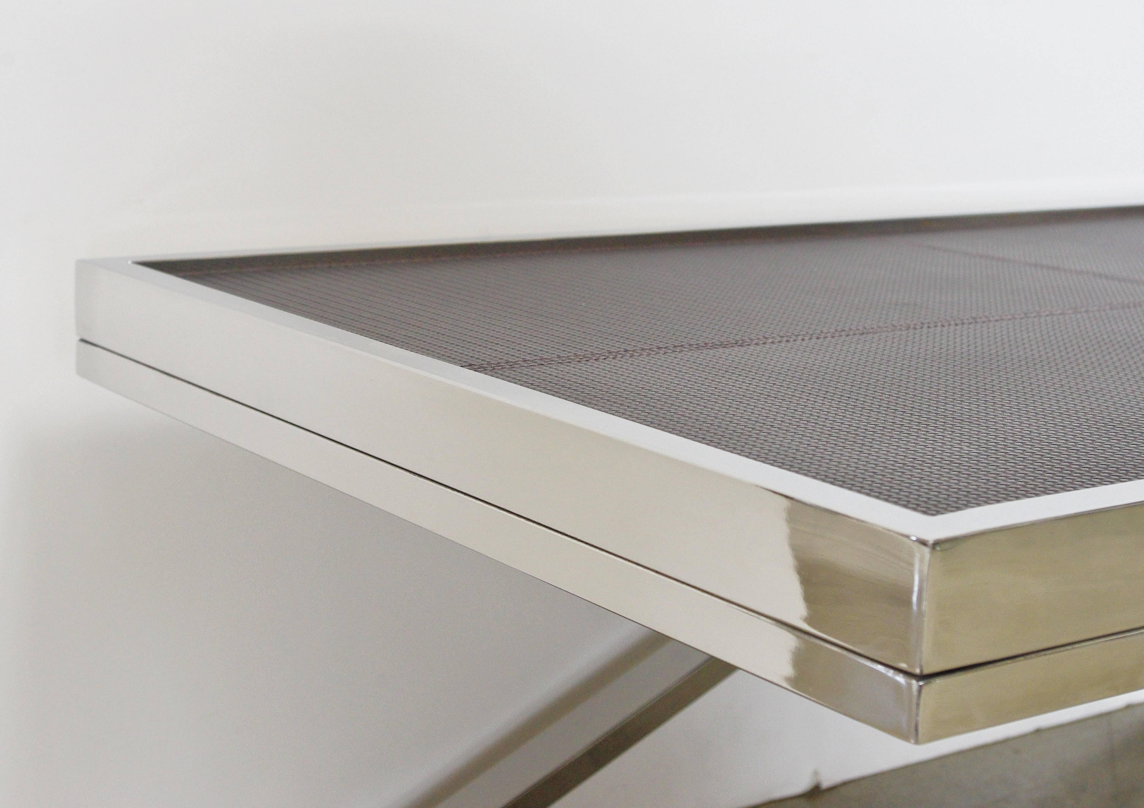 Italian Leather and Stainless Steel Coffee Table by Fabio Ltd FINAL CLEARANCE SALE
