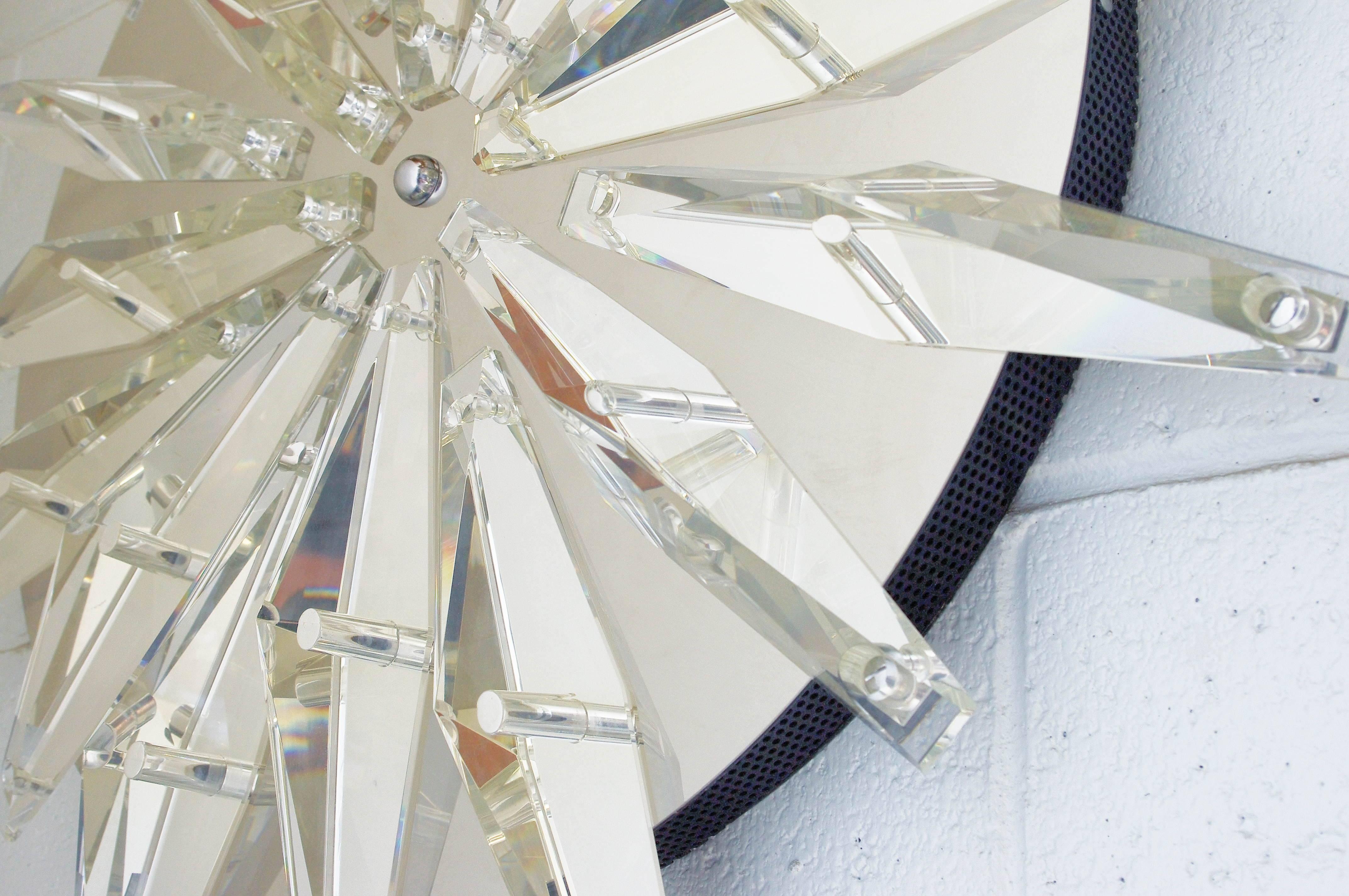 Italian Faceted Crystal Sconce/Flush Mount by Fabio Bergomi 2