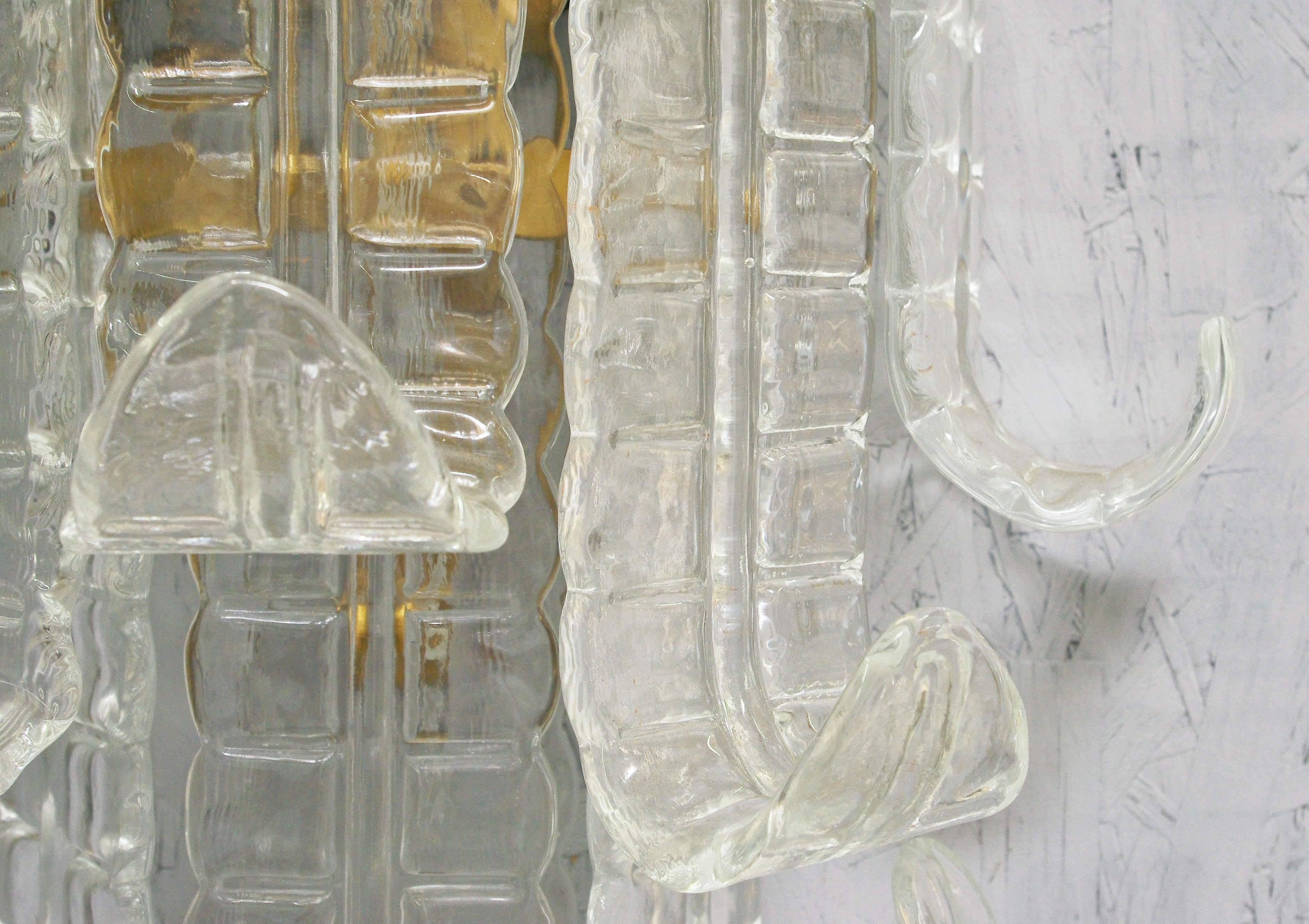 Brass Italian Murano Felci Glass Sconces by Barovier e Toso