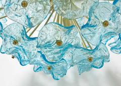 Italian Murano Blue Glass Flowers Sputnik Chandelier by Mazzega
