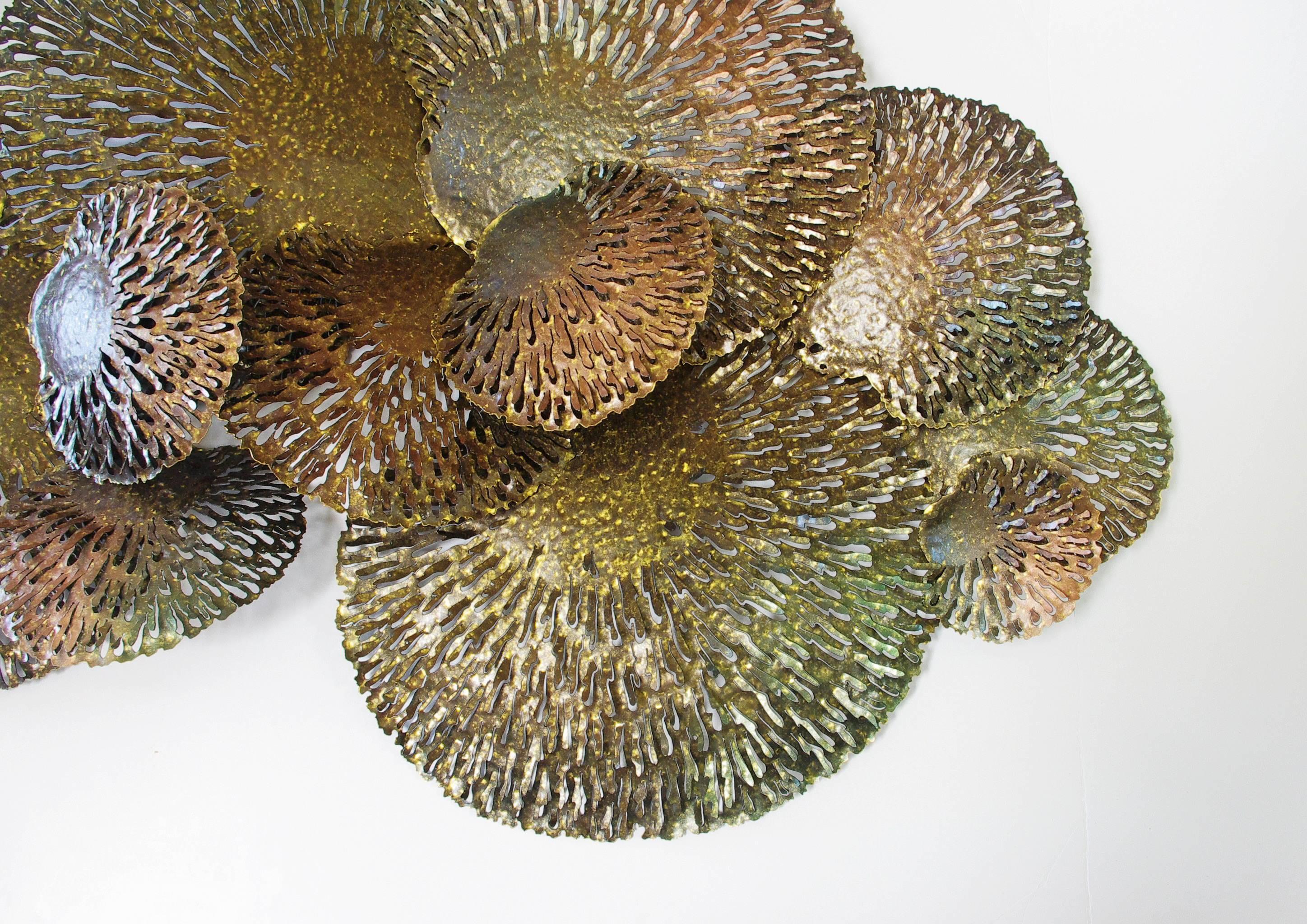 Bronze and gold iron coral wall sculpture.