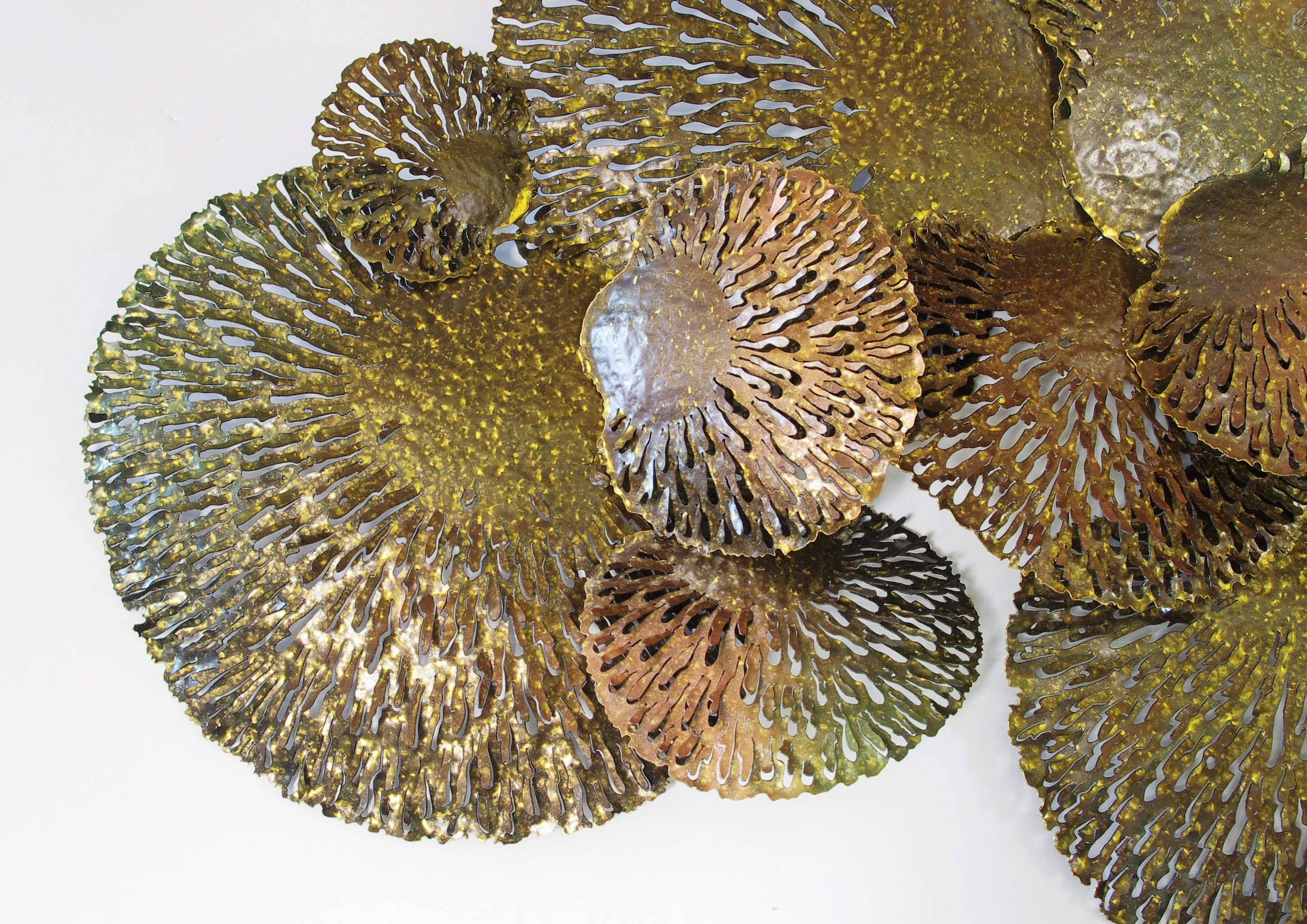 Thai Bronze and Gold Iron Coral Wall Sculpture