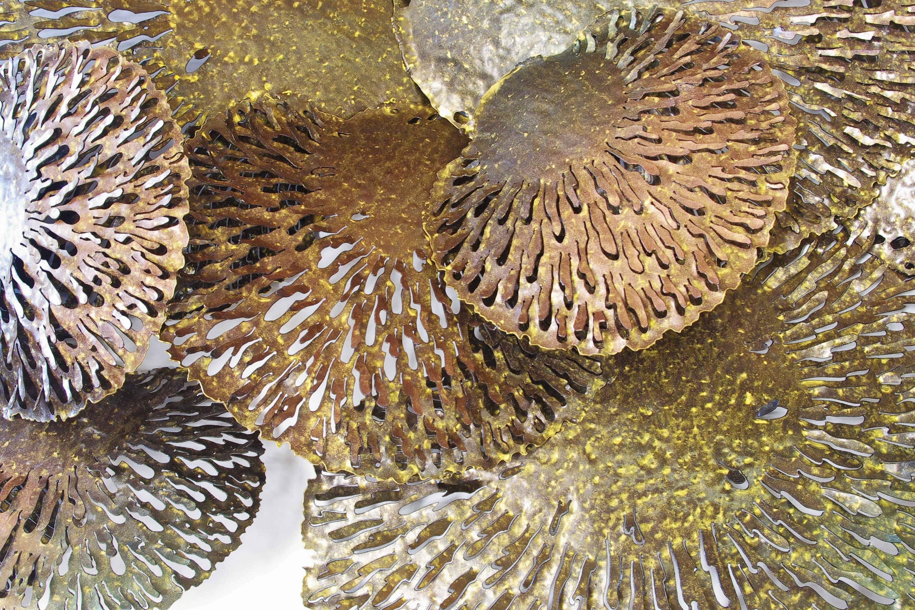Painted Bronze and Gold Iron Coral Wall Sculpture
