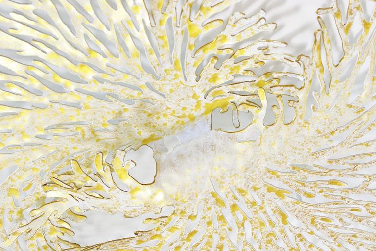 White and Gold Iron Coral Wall Sculpture FINAL CLEARANCE SALE For Sale
