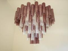 Murano Amethyst and Clear Tubes Chandelier by Mazzega