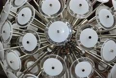 Italian Murano White Disco Glass Sputnik Chandelier by Vistosi