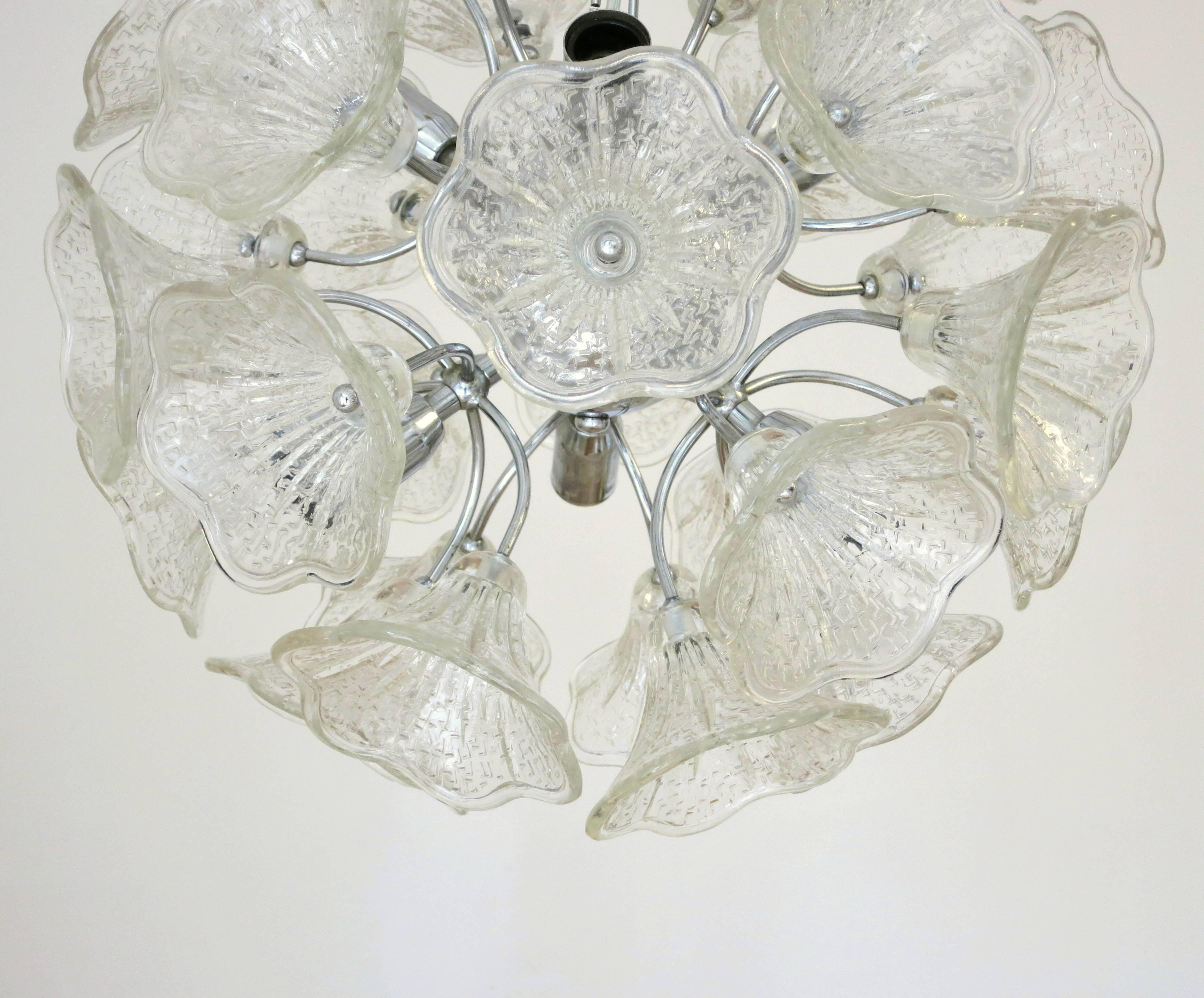 Italian Murano Clear Flowers Sputnik Chandelier by Venini