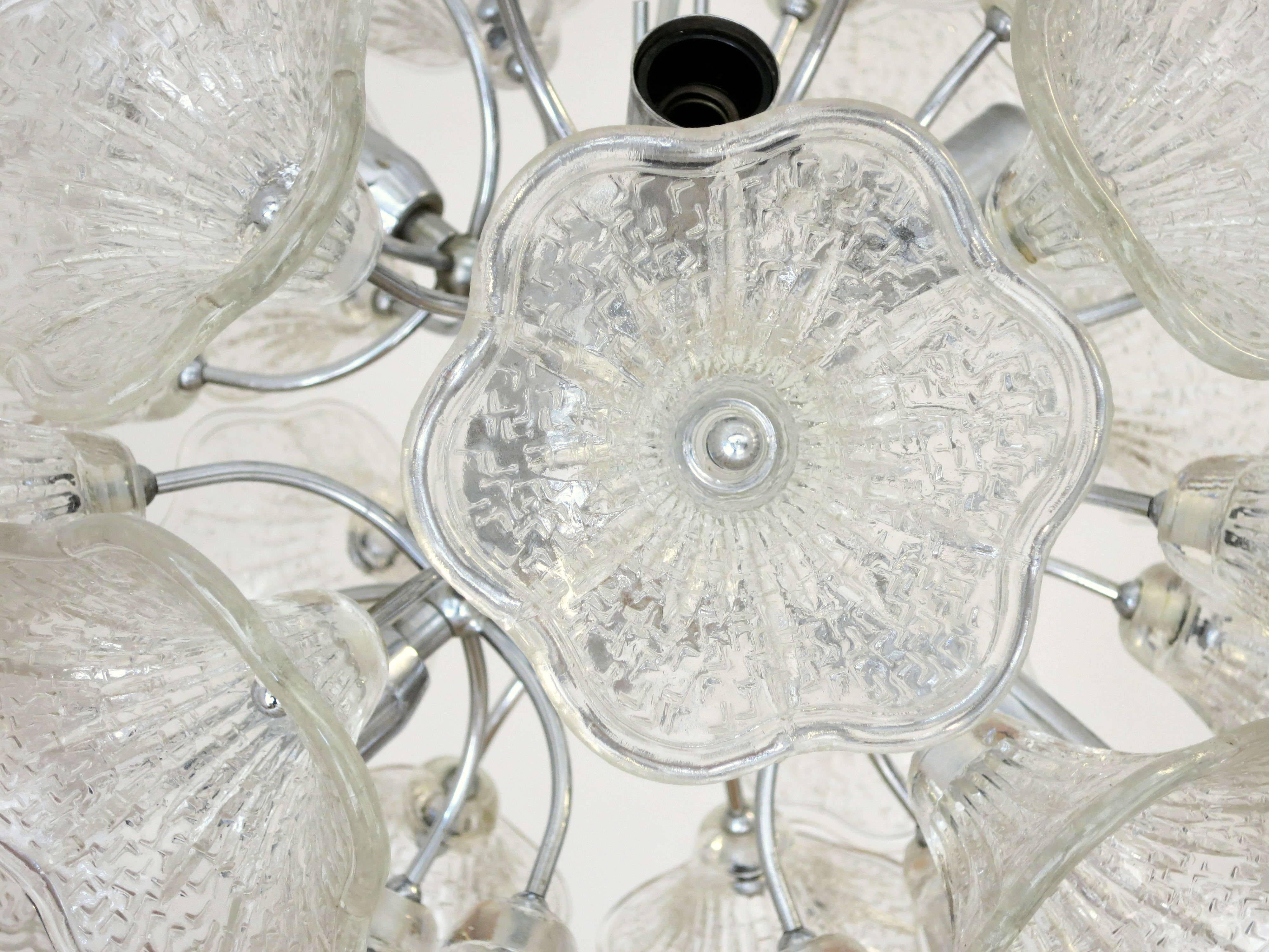 Murano Clear Flowers Sputnik Chandelier by Venini In Excellent Condition In Los Angeles, CA
