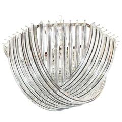 Italian Murano Curve Glass with Black Stripe Chandeliers by Venini 7