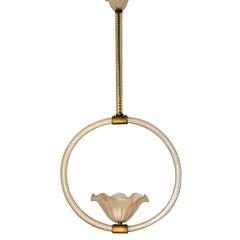 Italian Murano Pink Pulegoso Bell Pendant by Ercole Barovier Italian Murano Pink Pulegoso Bell Pendant by Ercole Barovier