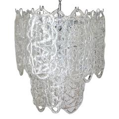 Italian Murano "Ragnatela" Cobweb Glass Chandelier by Vistosi 7