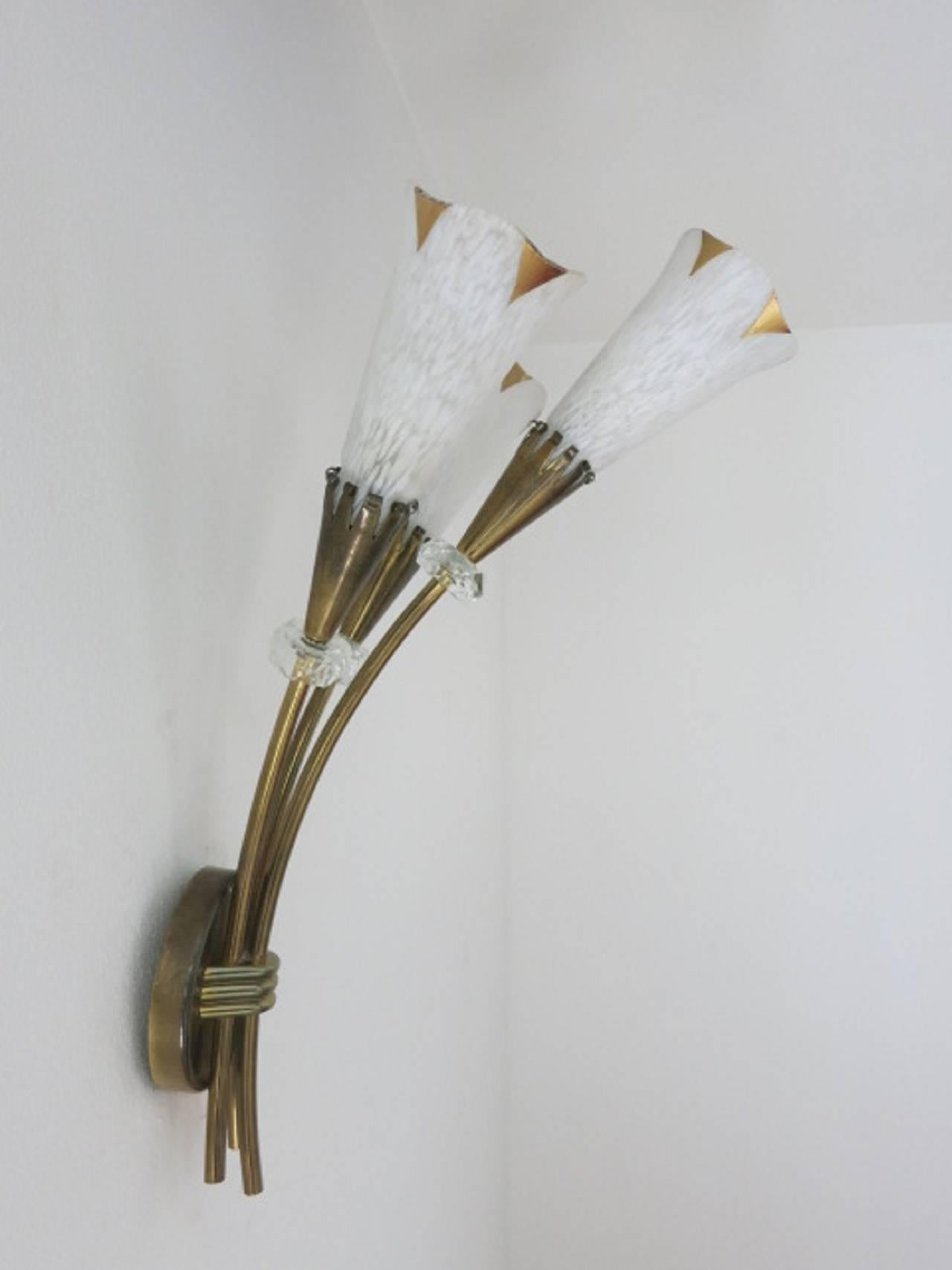 Mid-Century Modern Pair of Calla Sconces