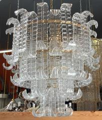 Italian Murano Four-Tier Felci Glass Chandelier