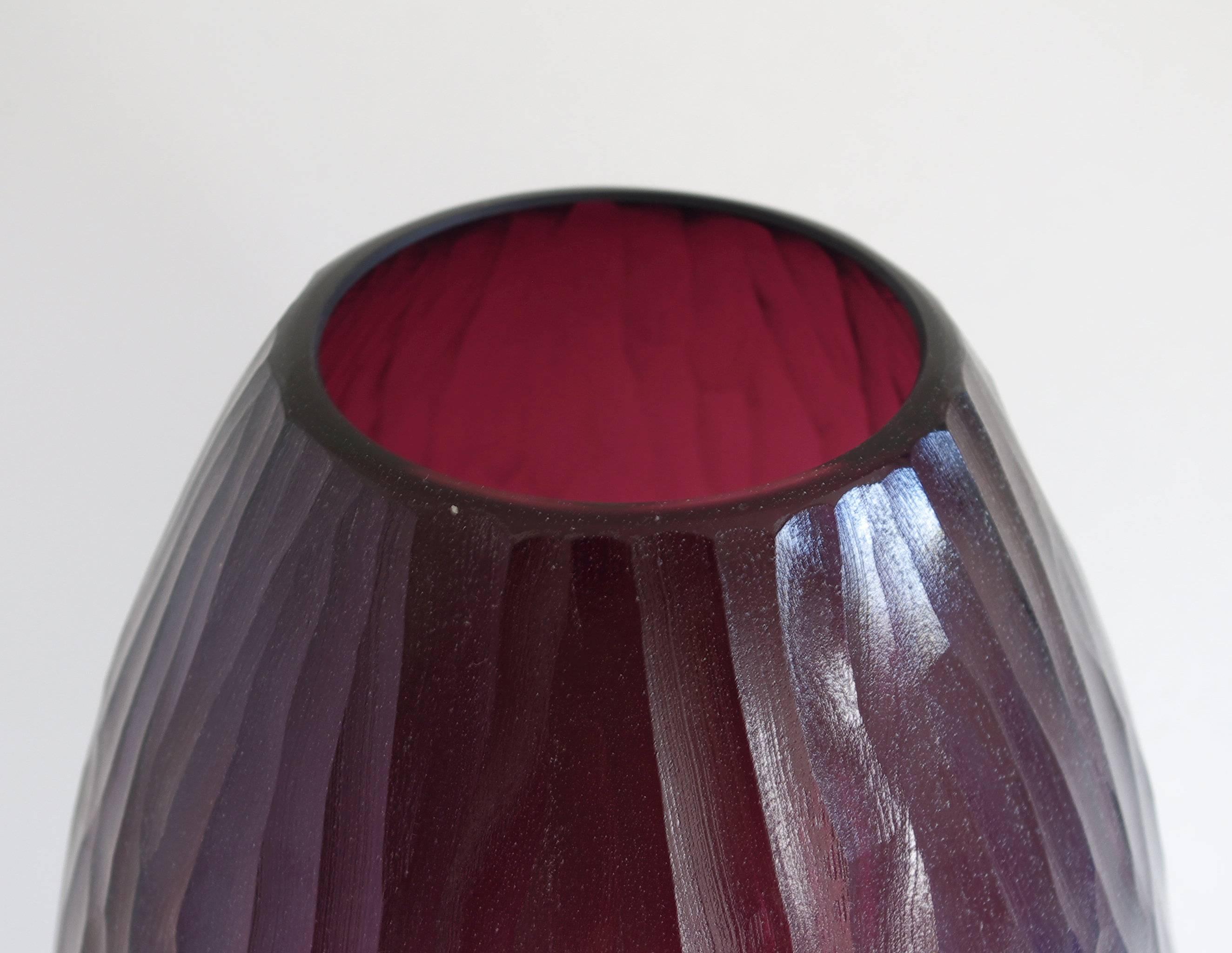 Italian Murano Glass Amethyst Textured Vase