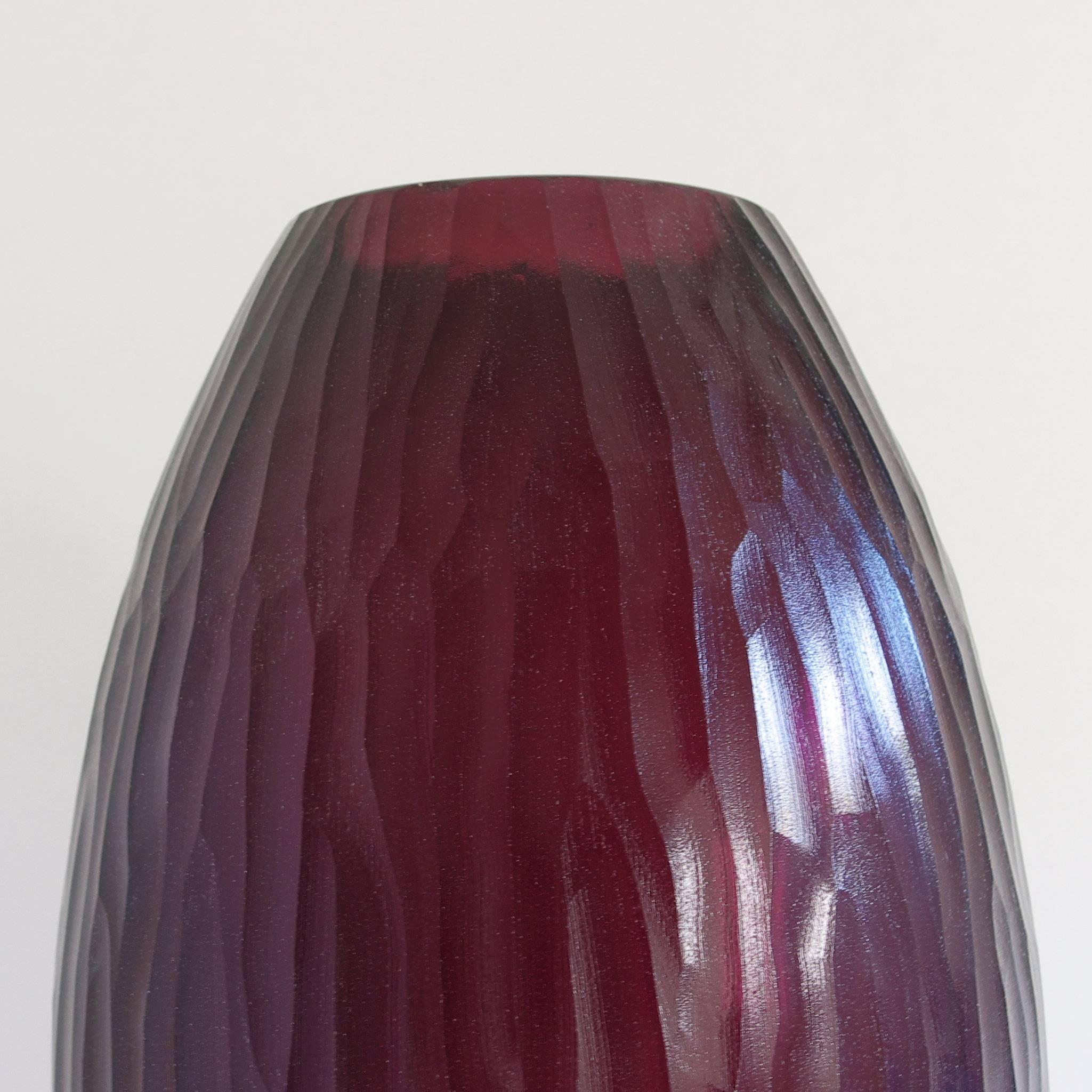 Mid-Century Modern Murano Amethyst Textured Glass Vase